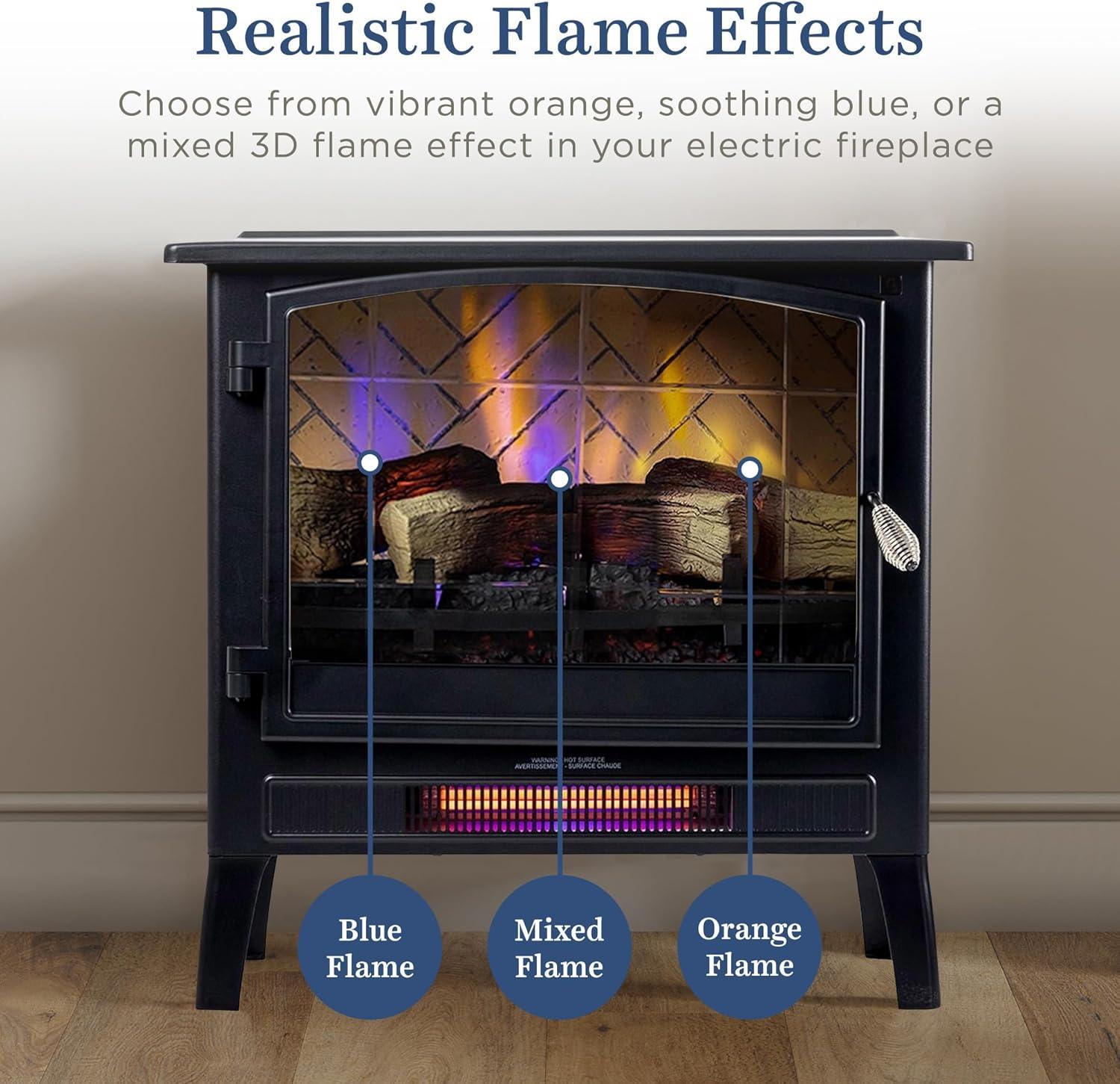 Country Living Smart Infrared Electric Fireplace Stove Heater, Alexa and Google Home Compatible