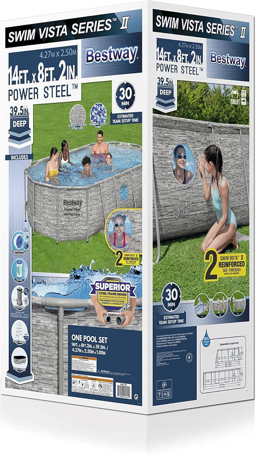 Bestway Power Steel Swim Vista 14' x 8'2" x 39.5" Above Ground Pool Set