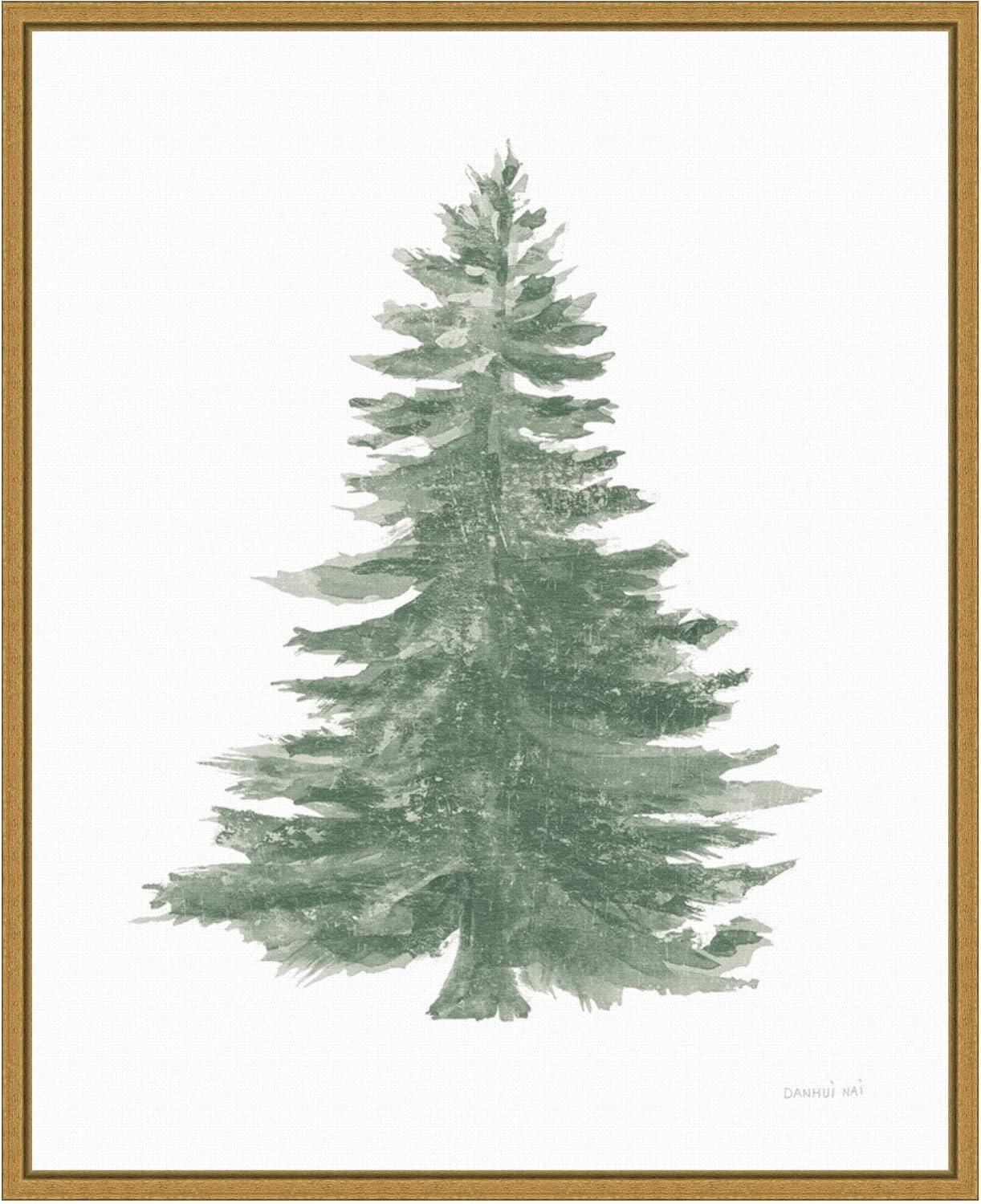 16" x 20" Floursack Holiday Tree by Danhui Nai Framed Canvas Wall Art - Amanti Art: Seasonal Botanical Decor