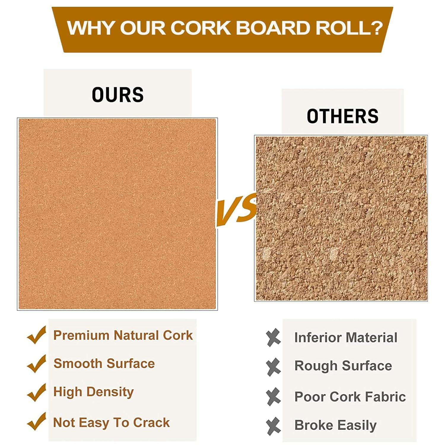 Self-Adhesive Cork Board Roll, 1/8" Thick Cork Boards for Walls, 20"x16" Cork Board Roll for Office, Home, School(3mm,40 * 50cm)