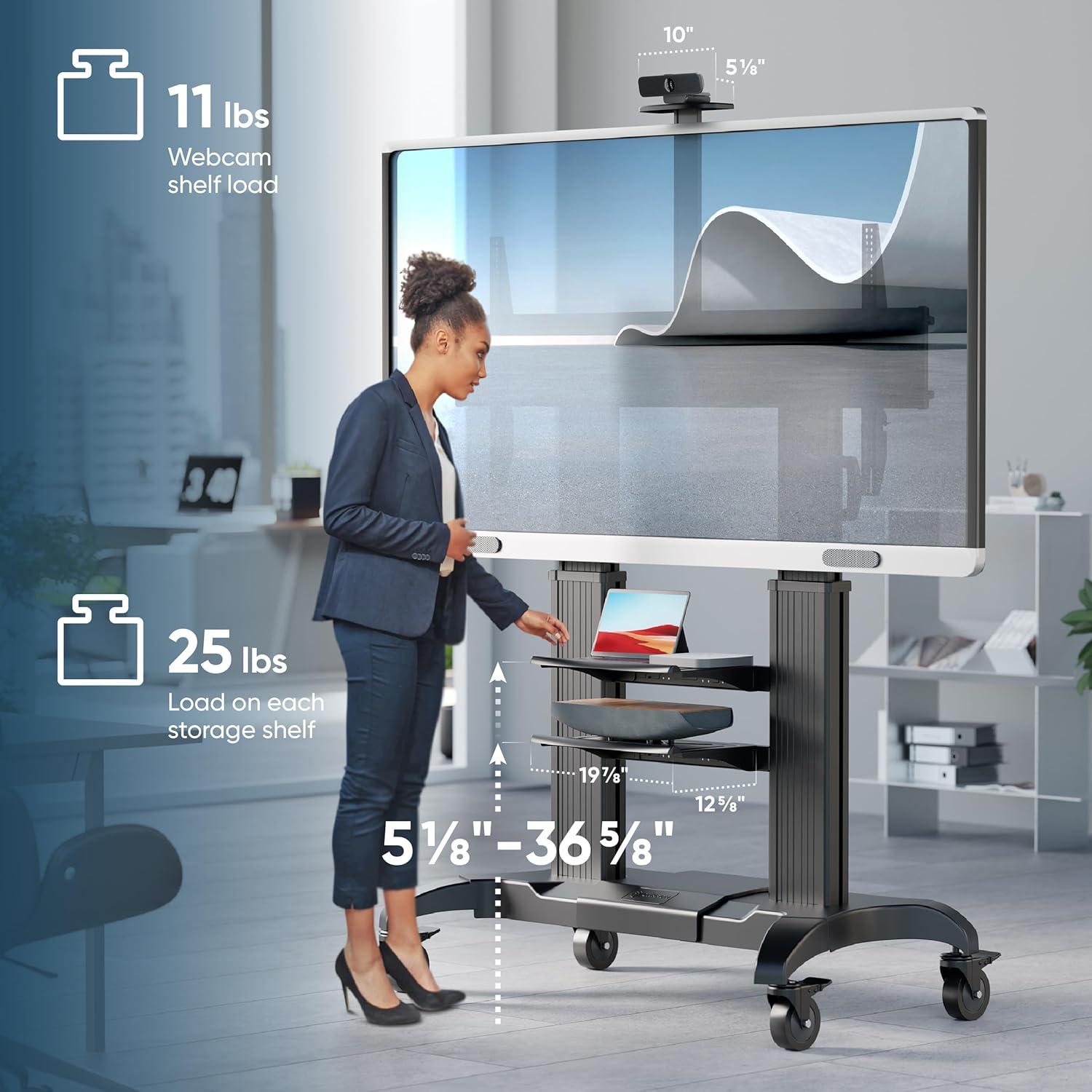 ONKRON Mobile TV Stand for 60-100 Inch Flat/Curved TV up to 301 lbs, Heavy Duty TV Stand Height Adjustable