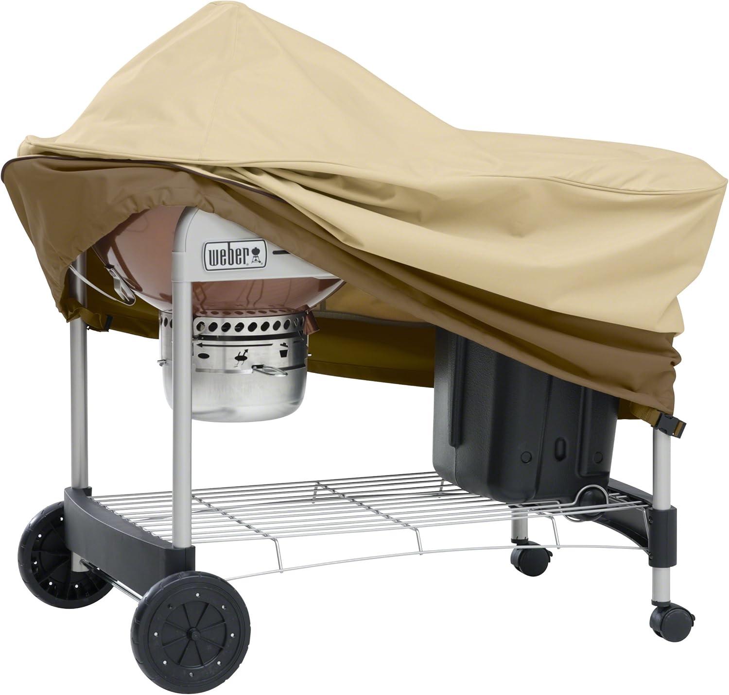 Tan and Brown Water-Resistant BBQ Grill Cover with Handles