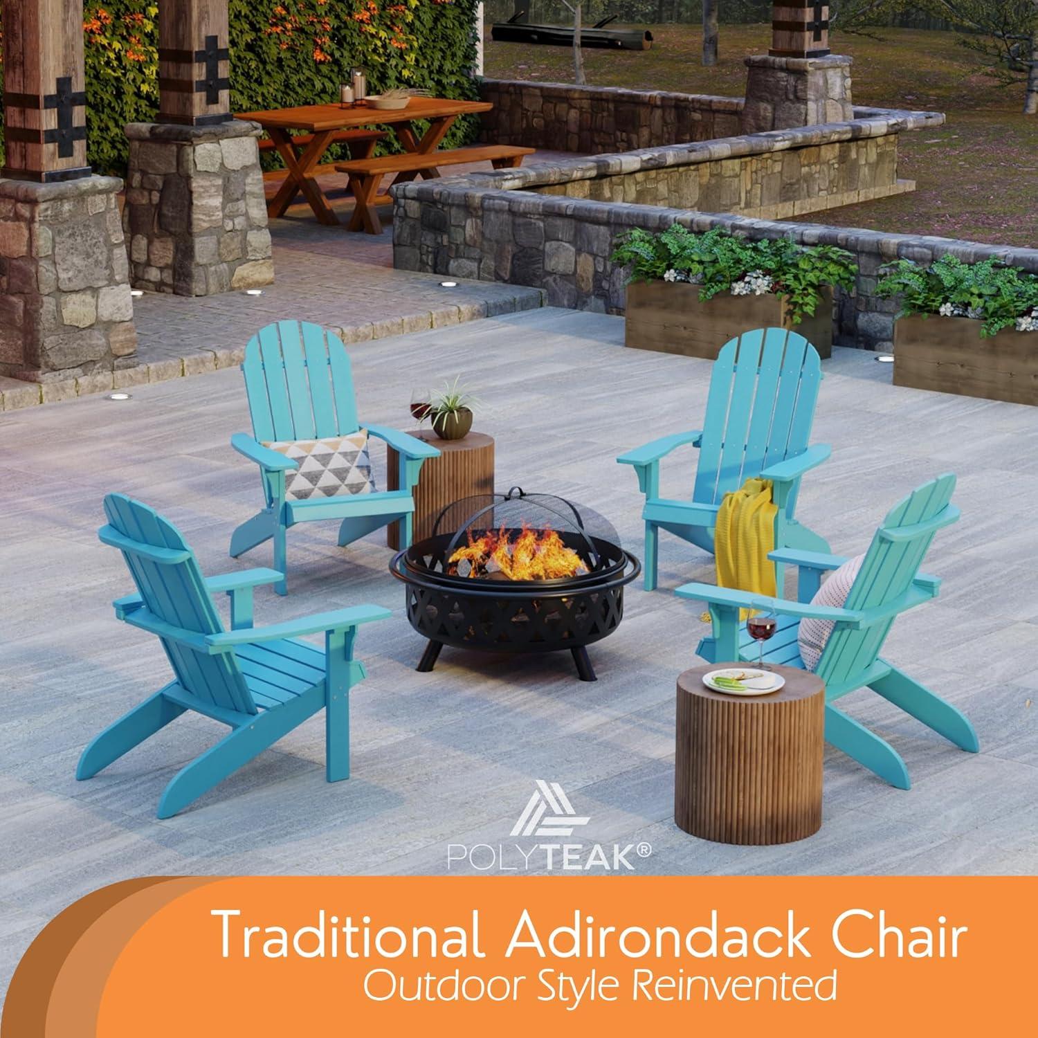 POLYTEAK Traditional Element Adirondack Chair, All Weather Poly Lumber Turquoise