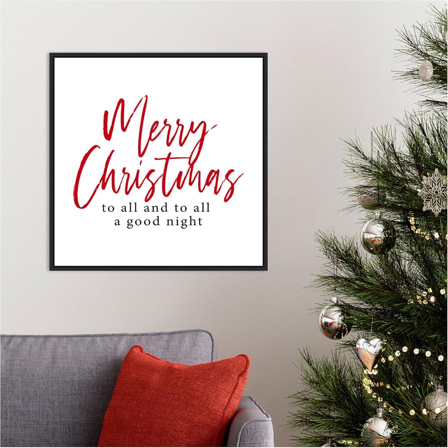 22" x 22" Merry Christmas to All Script Framed Wall Canvas - Amanti Art: Holiday Decor, Seasonal Typography