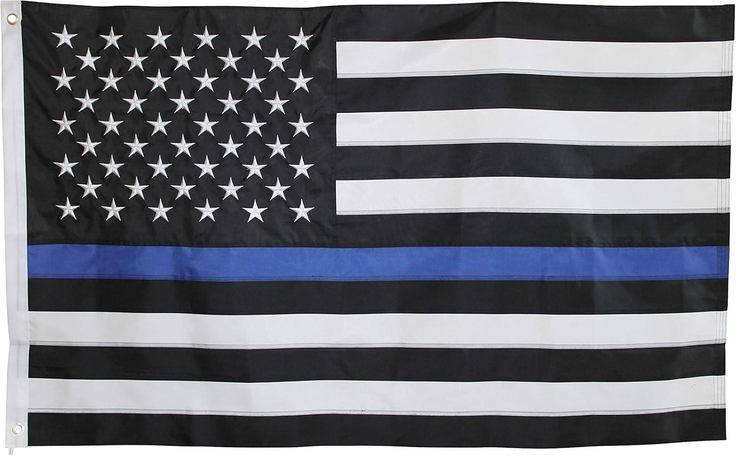Thin Blue Line Flag United States Policeman Banner Polyester 3x5 Foot Flags Vivid Color and UV Fade Resistant Flag Outdoor Banner