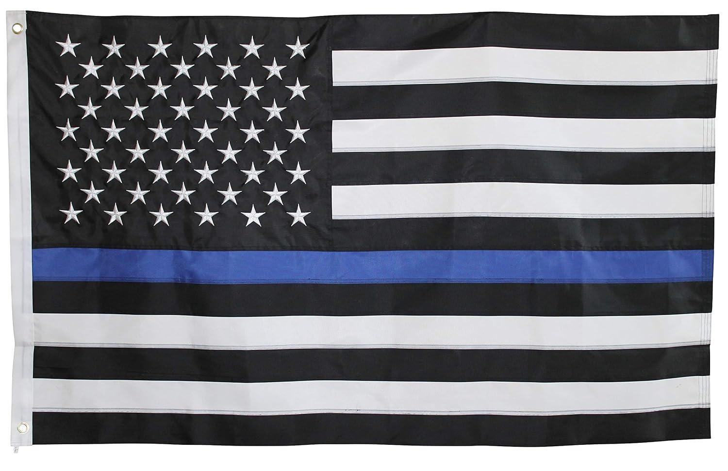 Thin Blue Line Flag United States Policeman Banner Polyester 3x5 Foot Flags Vivid Color and UV Fade Resistant Flag Outdoor Banner