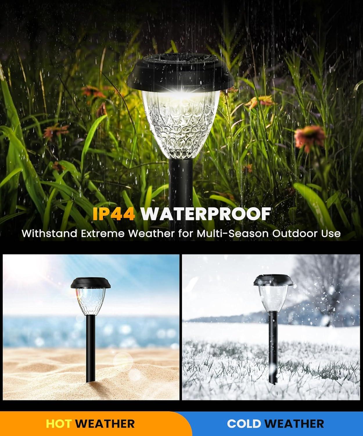 Super Bright Solar LED Pathway Lights with Petal Pattern, 8 Pack