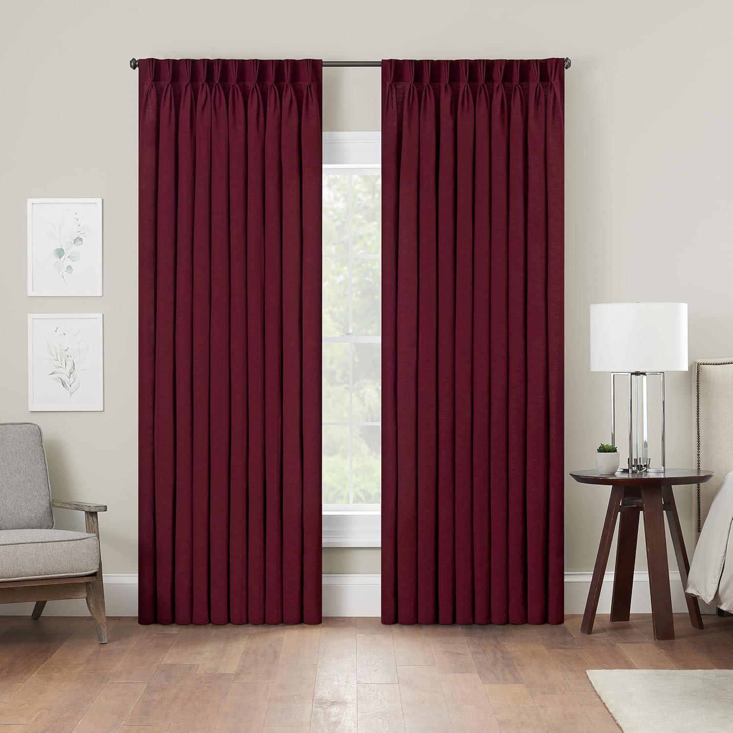 Cabernet Polyester Sheer Pleated Rod Pocket Curtains