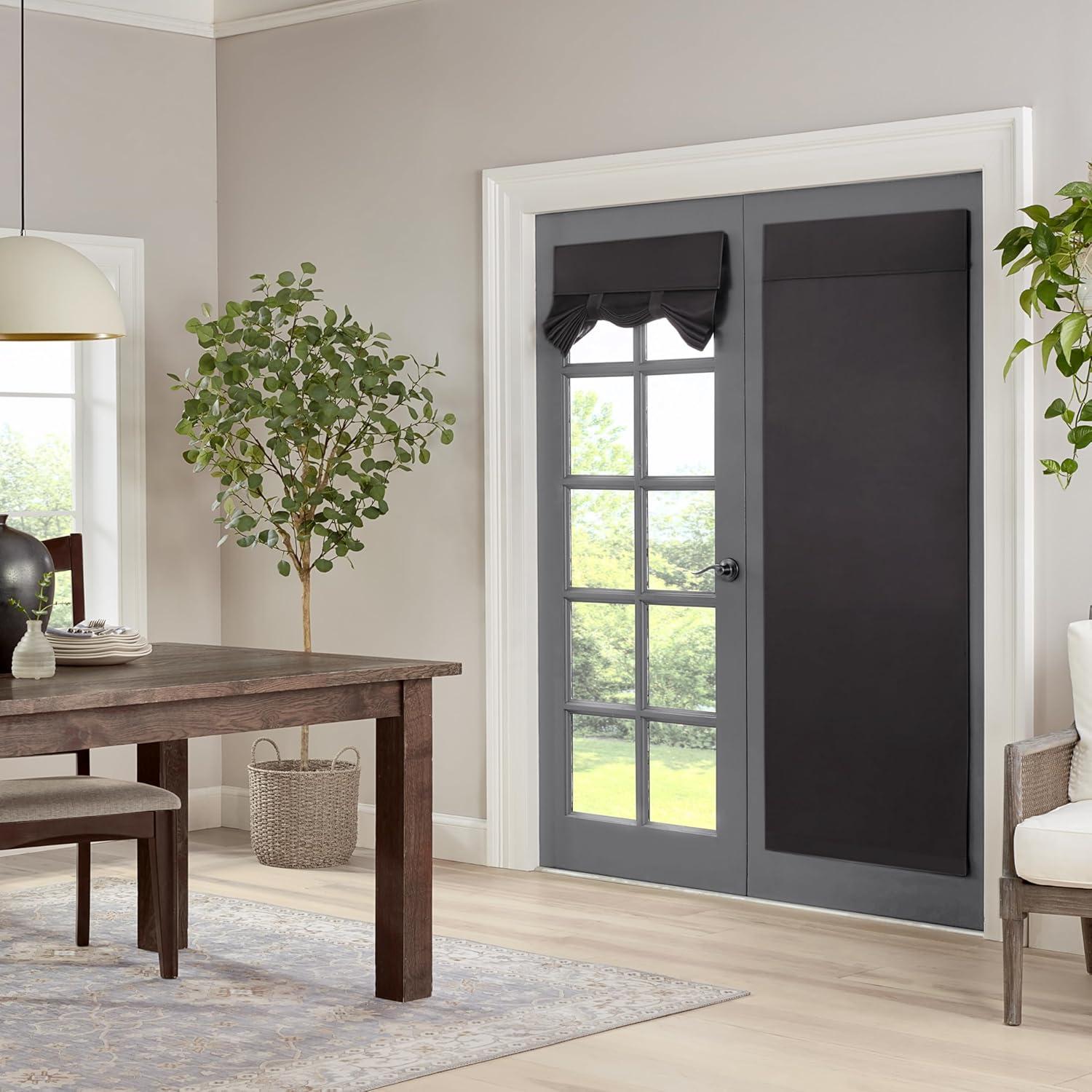 Black Polyester Blackout French Door Panel, 40 in x 26 in
