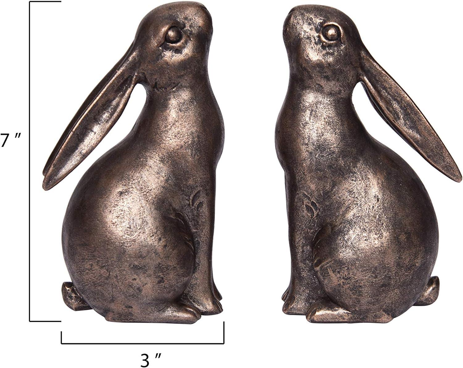 Bronze Resin Rabbit Bookends for Nursery Decor, Set of 2