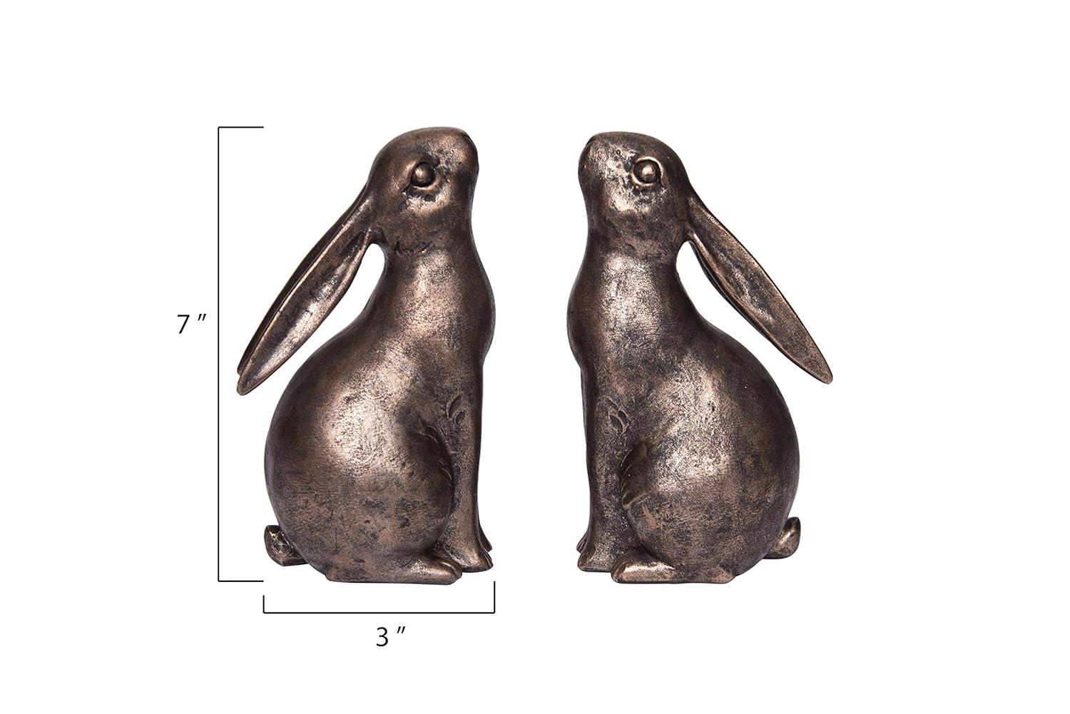 Bronze Resin Rabbit Bookends for Nursery Decor, Set of 2