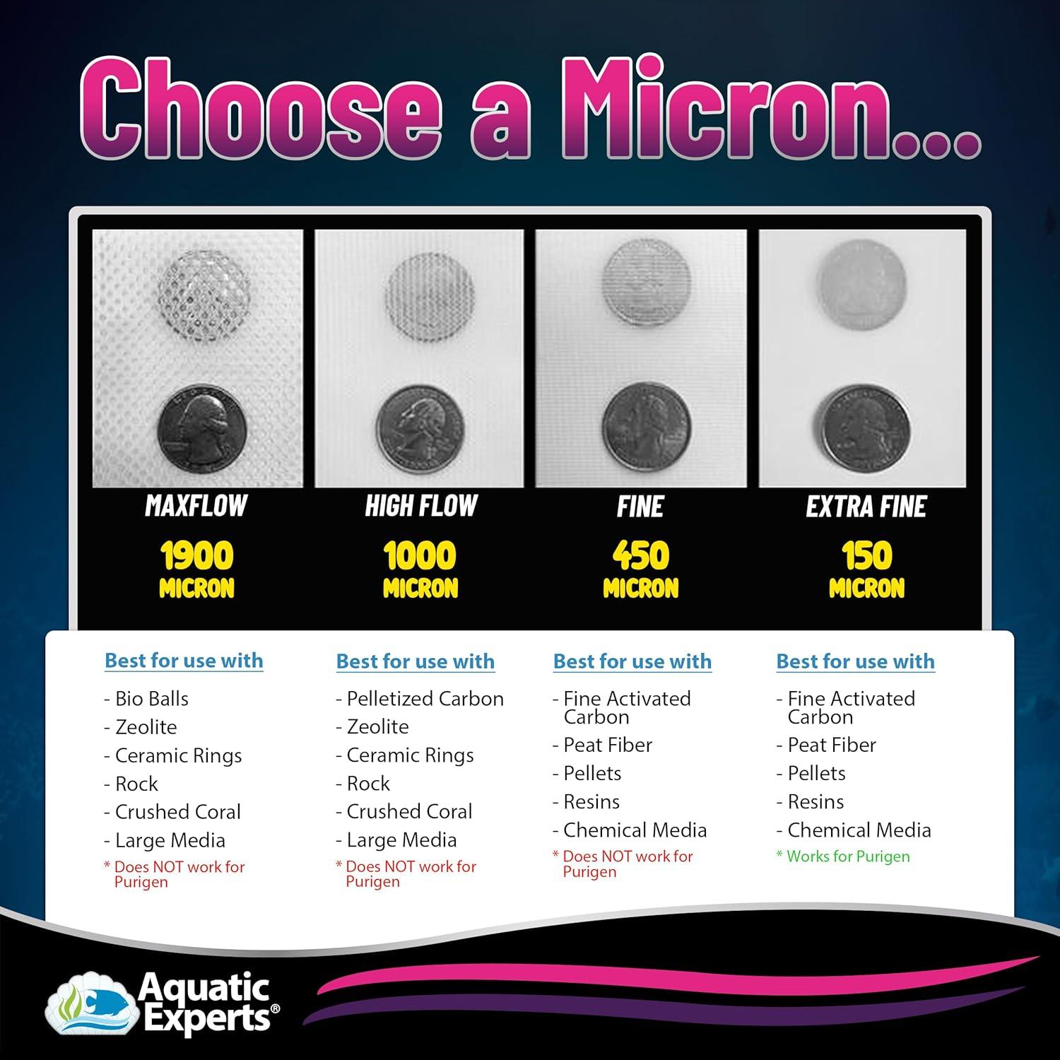 Aquatic Experts - Durable MaxFlow Mesh Media Filter Bags with Zipper for Large Filter Media 4 Pack, 4 pack, 5" x 9"