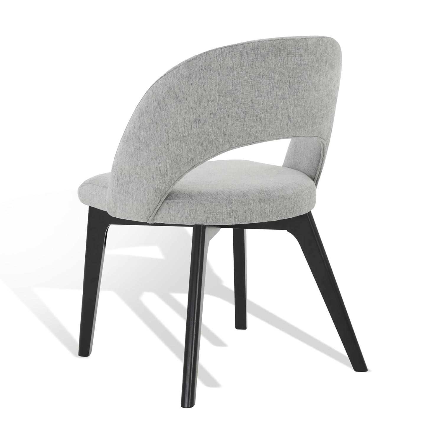 SAFAVIEH Couture Rowland Mid-Century Linen Solid Dining Chair, Grey/Black
