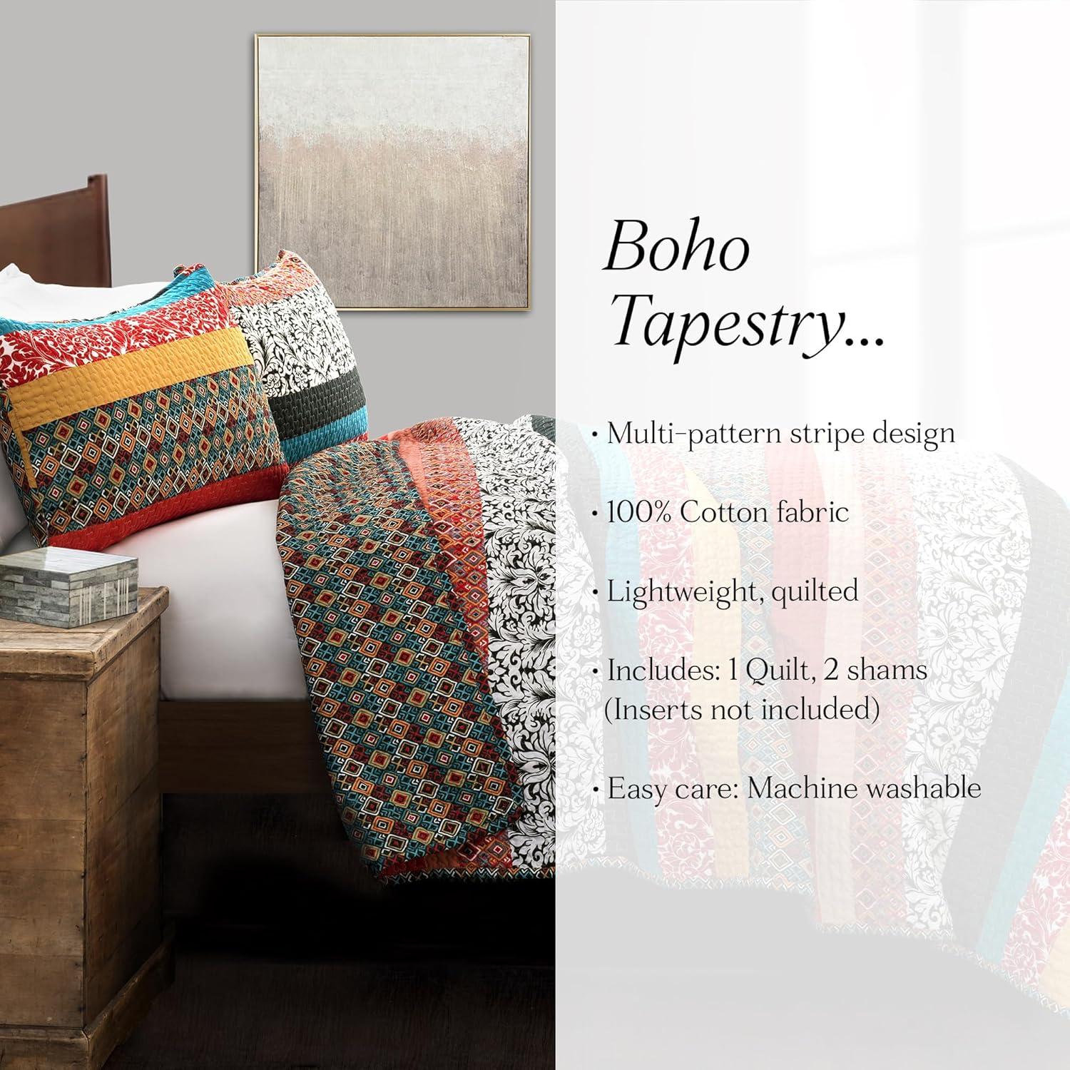 Lush Decor Boho Stripe Reversible Coverlet Set