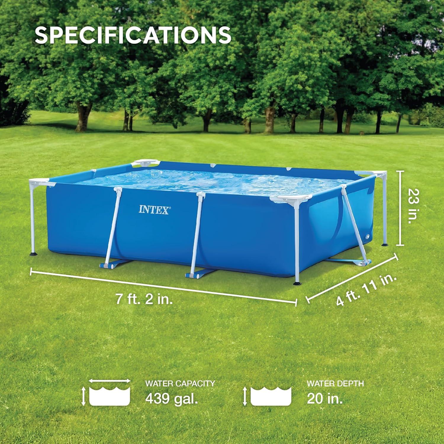 Intex Rectangular Frame Above Ground Outdoor Home Backyard Splash Swimming Pool with Flow Control Valve for Draining