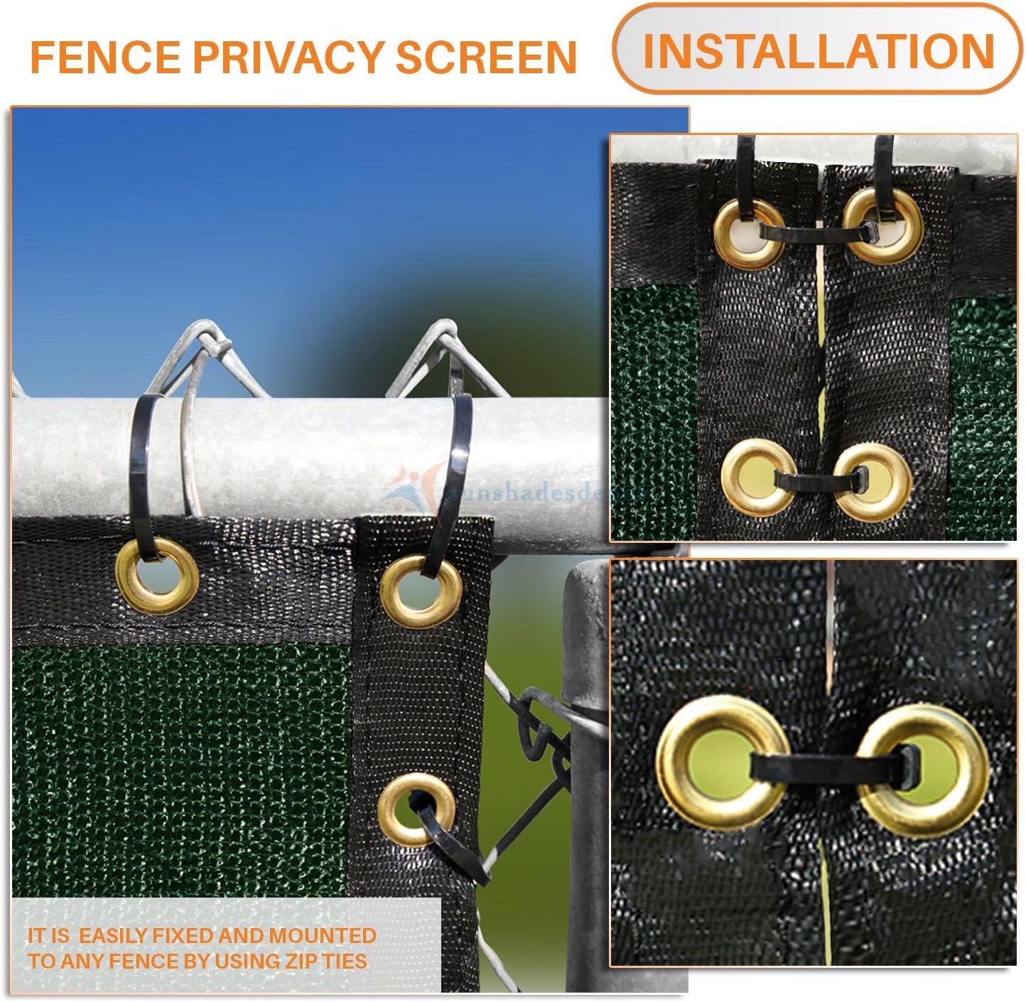 4' Feet x 50' Feet Dark Green Commercial Privacy Fence Screen Custom Available 3 Years Warranty 130 GSM 88% Blockage