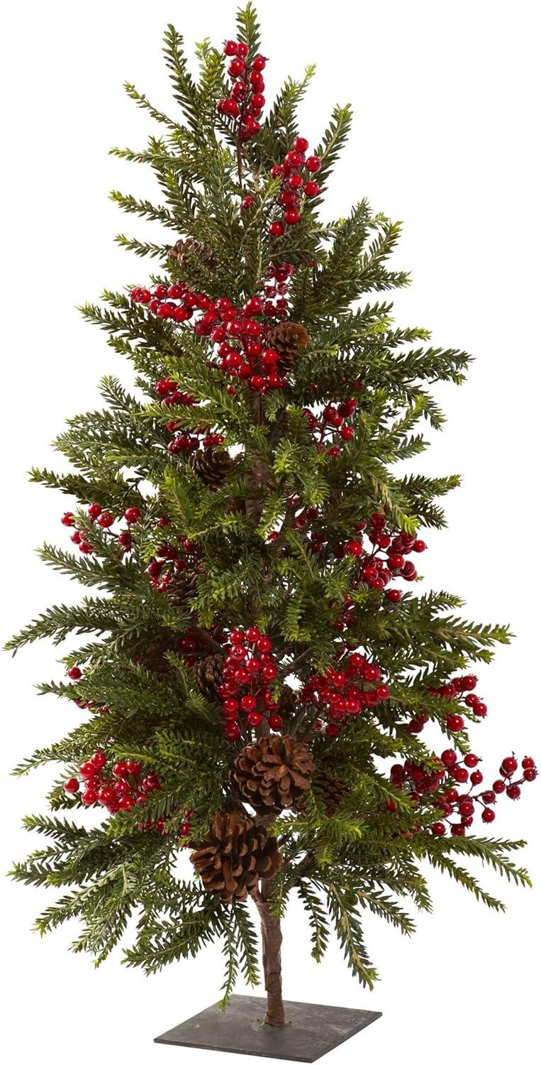 Compact 29" Green Pine and Berry Christmas Tree