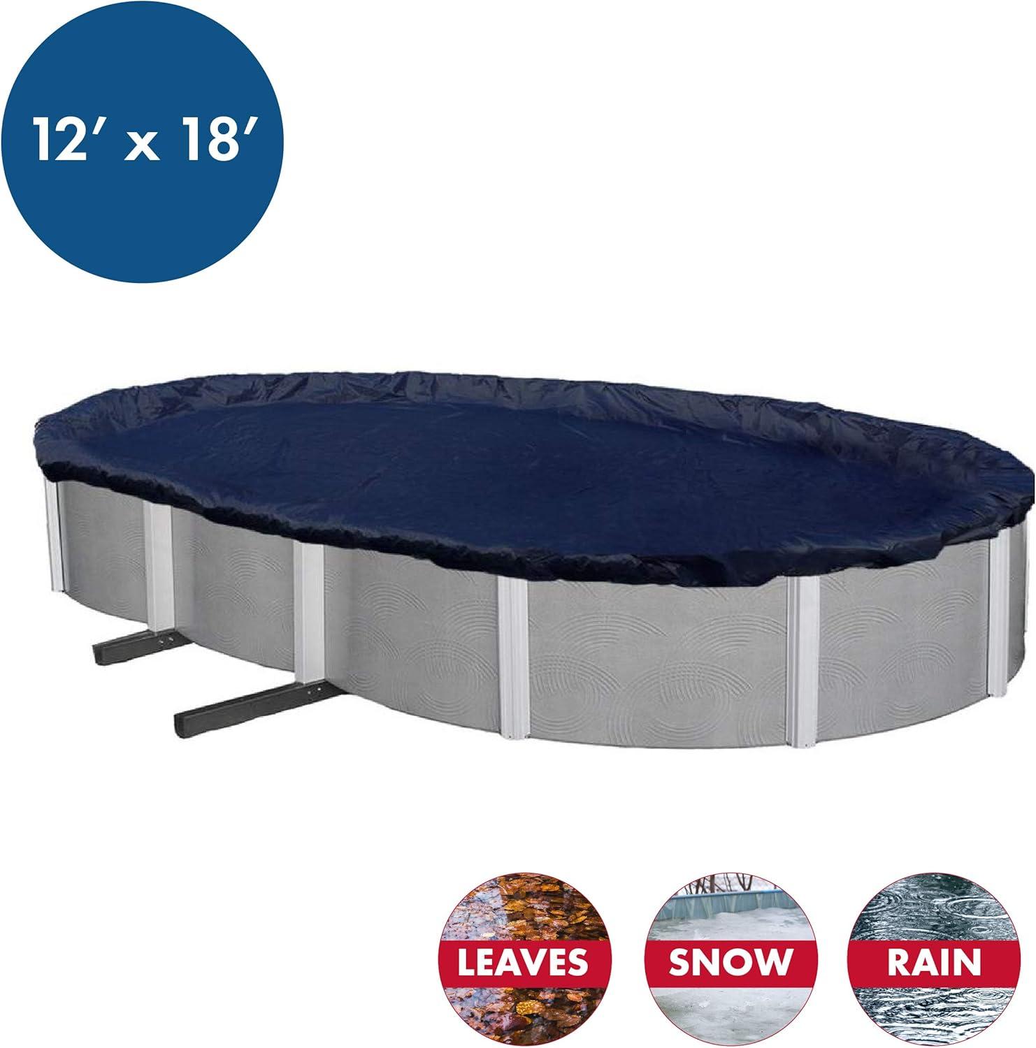 Winter Block Oval Winter Laminated Polyethylene Pool Cover, 12 x 18 ft. Aboveground Pool