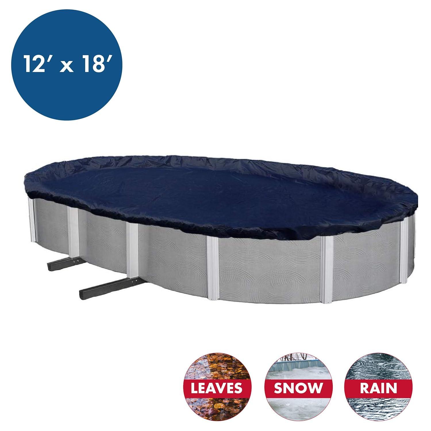 Winter Block Oval Winter Laminated Polyethylene Pool Cover, 12 x 18 ft. Aboveground Pool