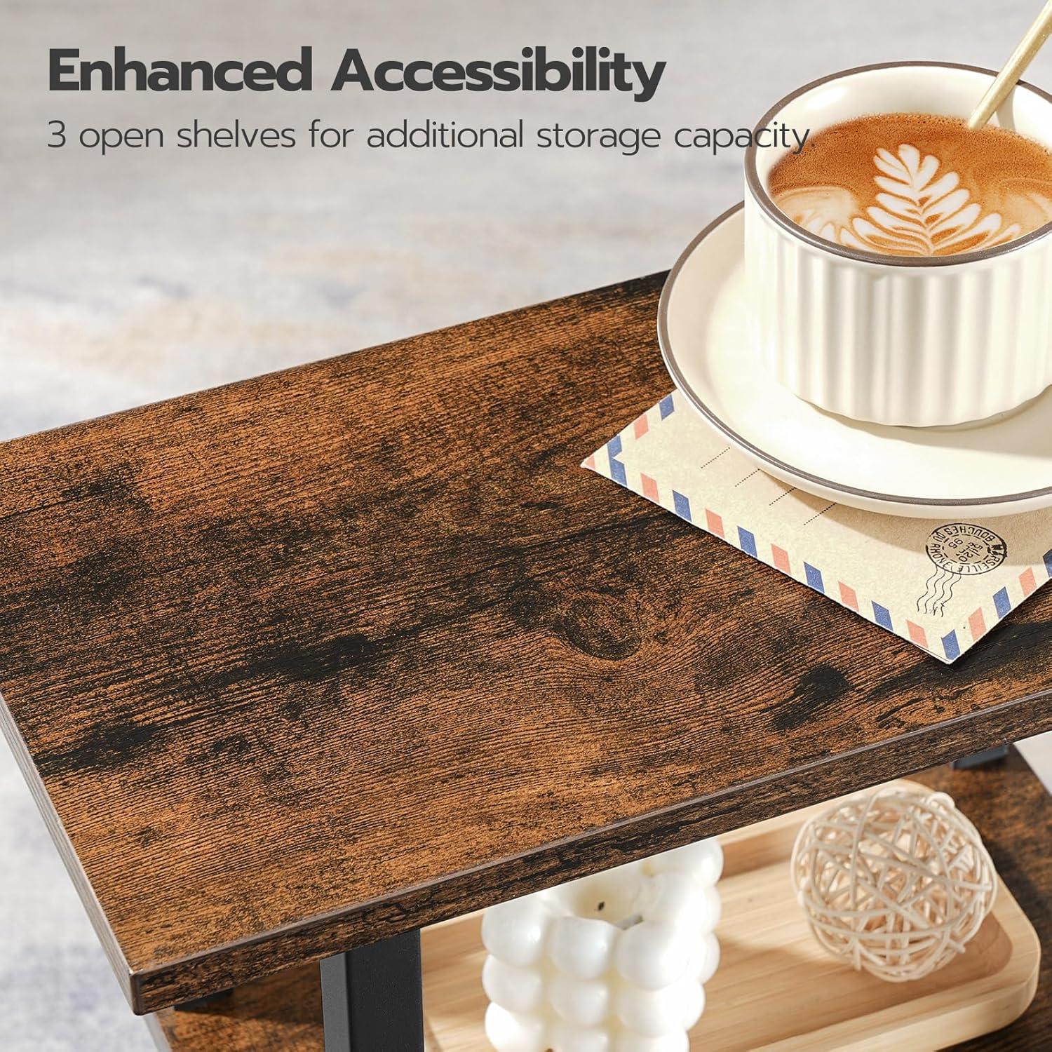 HOOBRO Small Narrow Side Table with Charging Station, Skinny End Table for Small Spaces, Slim Nightstand with USB Ports and Outlet, Sofa Beside Table on Wheels for Living Room BF122UBZ01