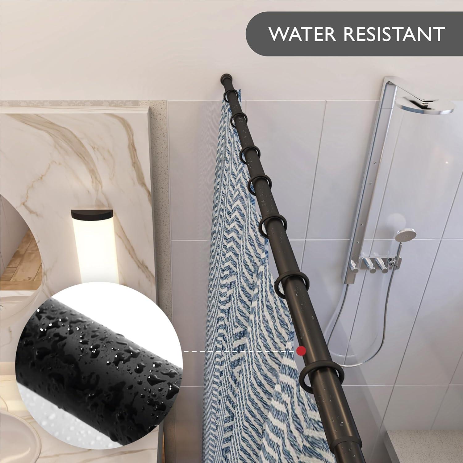 Matte Black Adjustable Tension Shower Rod, 50-86 Inches