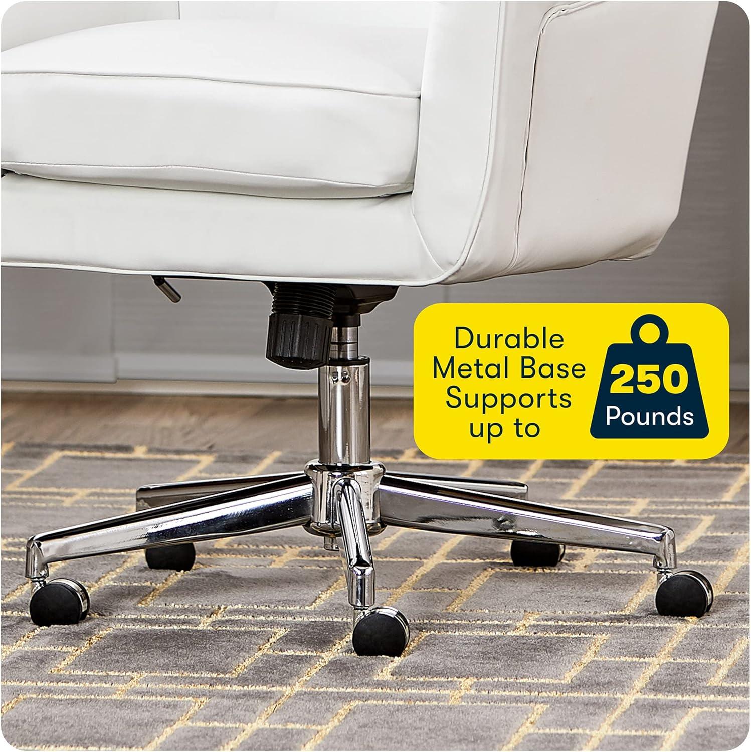 Serta Ashland Modern Office Chair, Mid-Back, Quality Memory Foam Cushion, Metal Base Chrome Finish