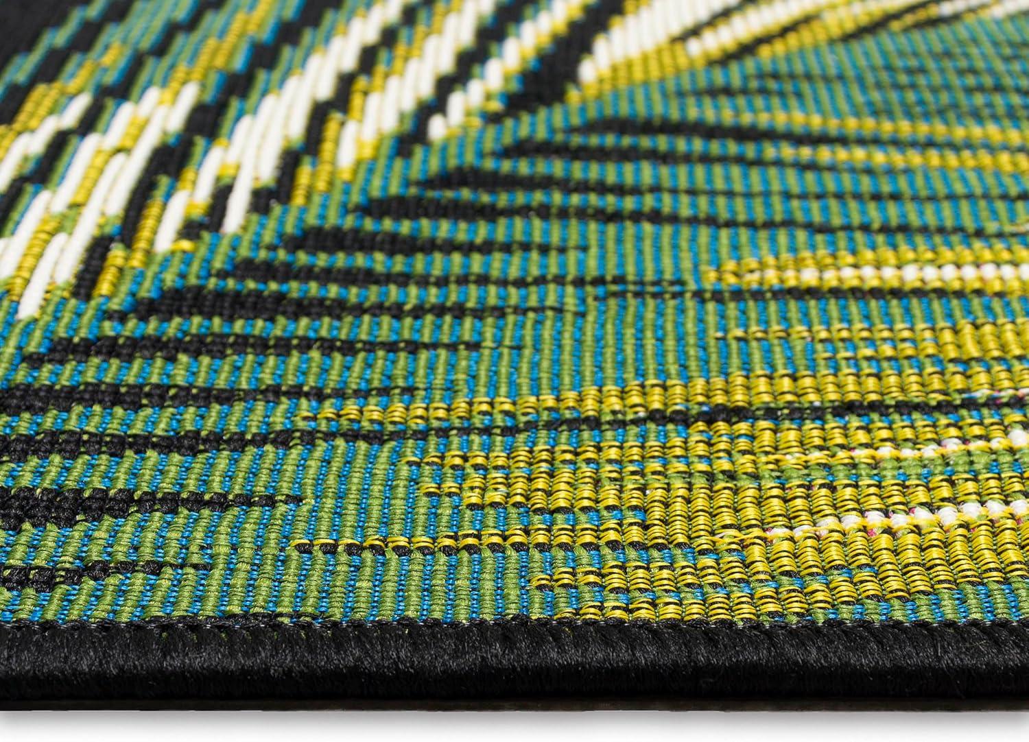 Liora Manne Marina Palm Border Indoor/Outdoor Rug Black 8'10" x 11'9"