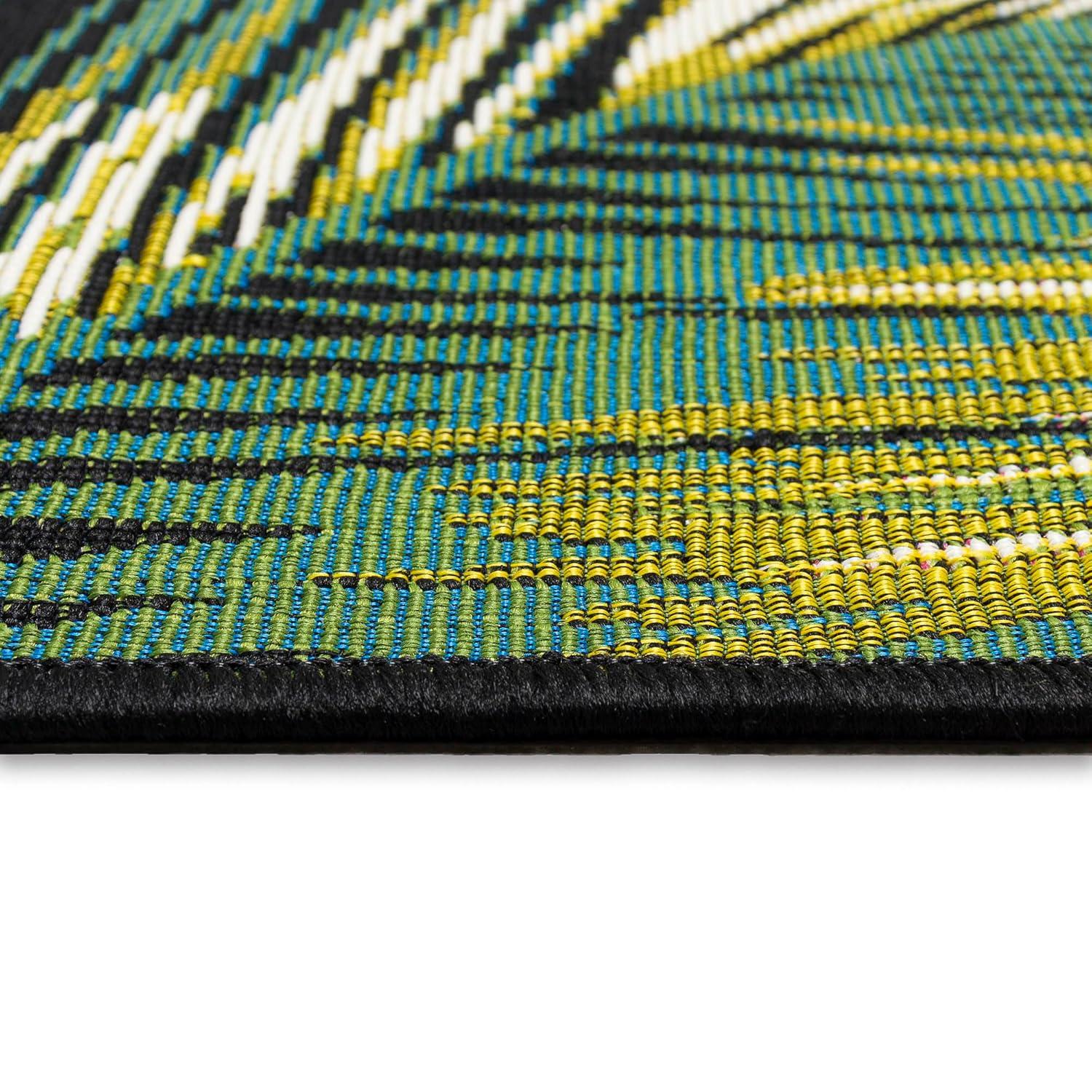 Liora Manne Marina Palm Border Indoor/Outdoor Rug Black 8'10" x 11'9"