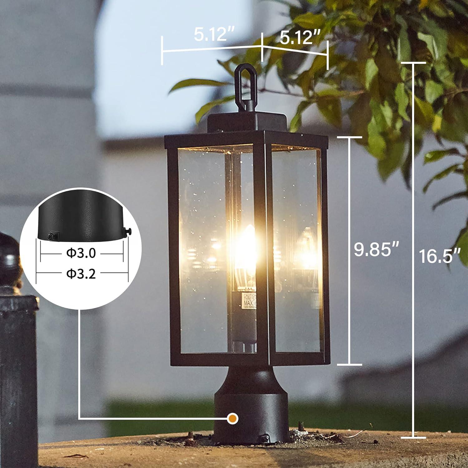 Outdoor Post Lights, Lamp Post Light Fixture with E26 Socket, Waterproof & Anti-Rust Modern Pillar Outside Lighting, Matte Black Lamp for Walkway, Driveway, Carriage, Patio, Porch, Front House