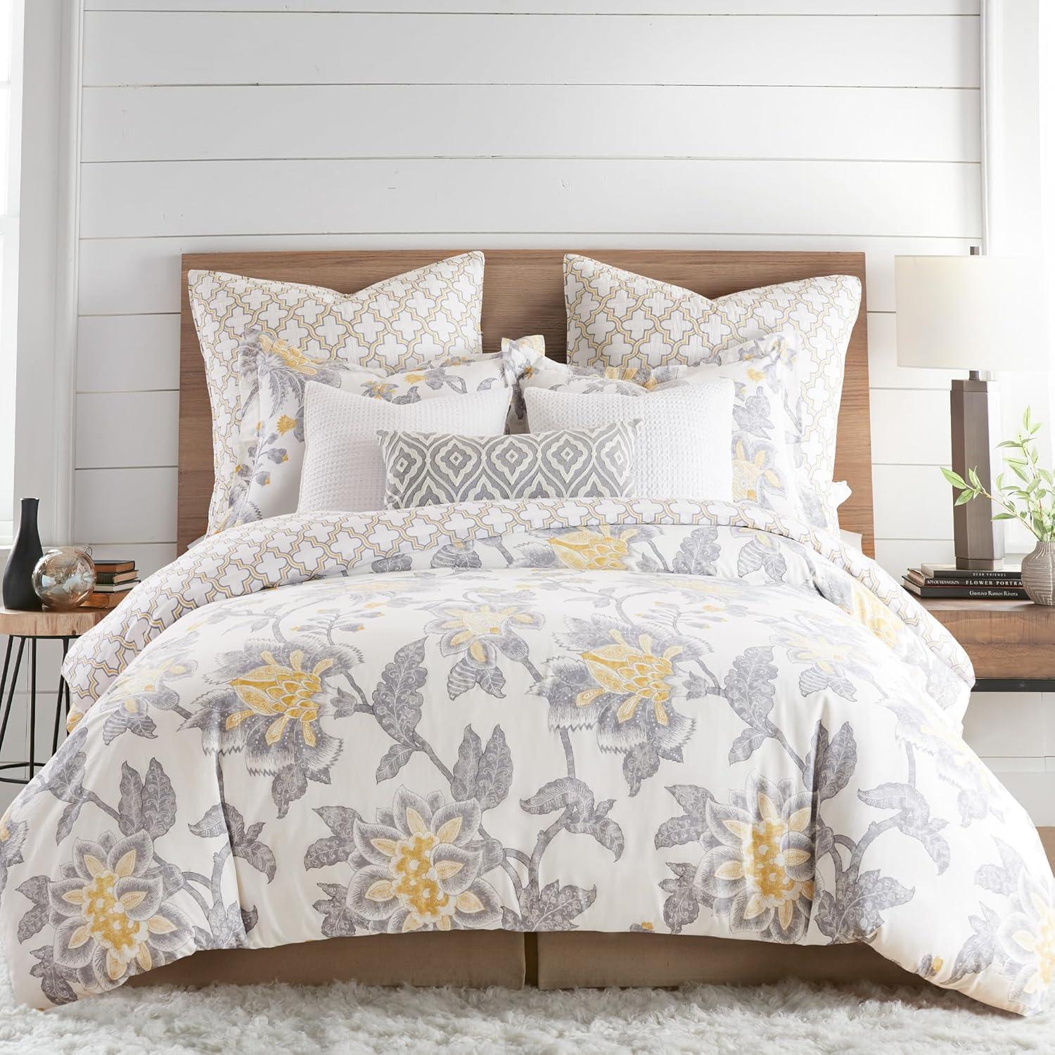 King White Cotton Reversible Floral Duvet Set