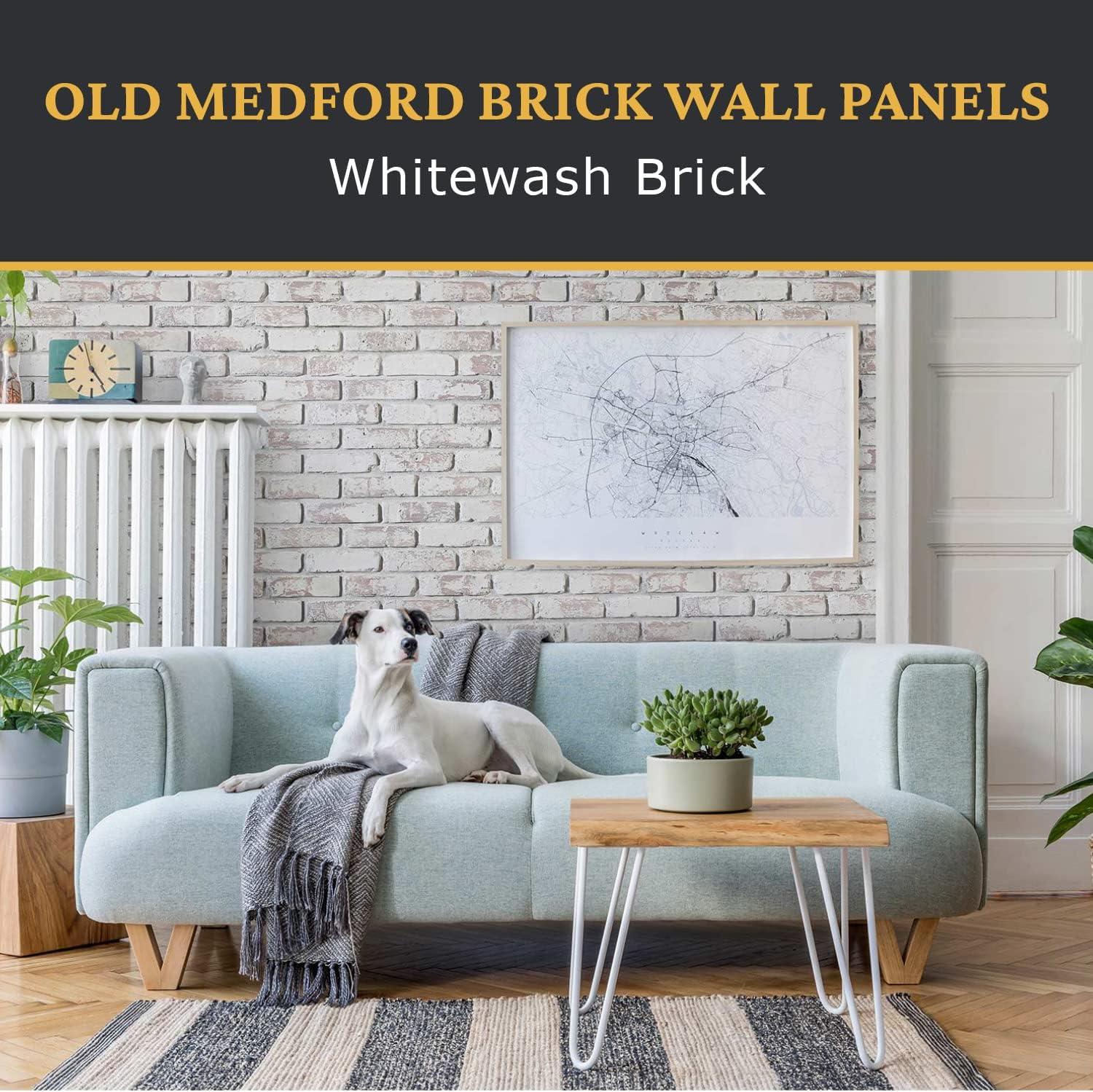 AZ Faux Brick 3D Textured Wall Panel Sample | Old Medford | 8"wide x 8"high Sample Size | Whitewash