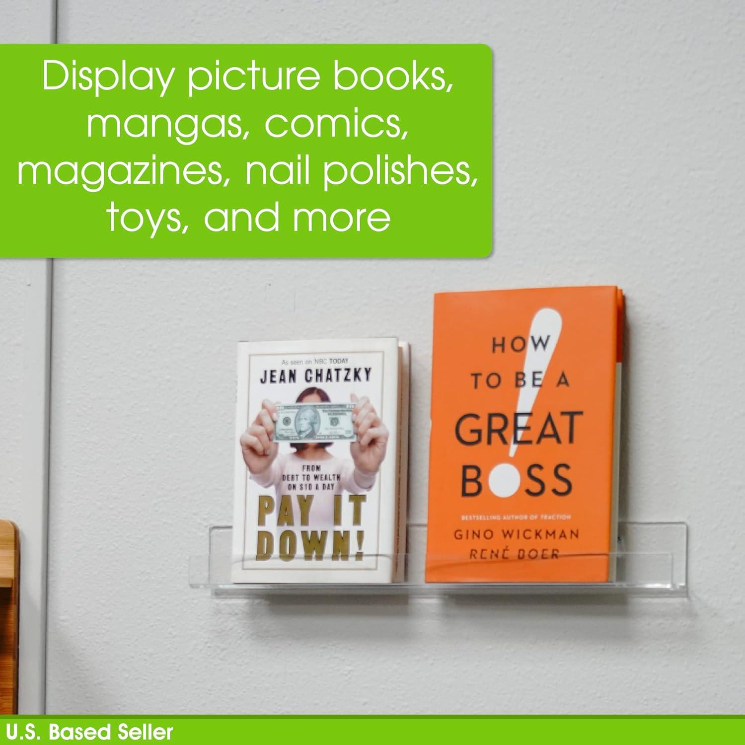 7Penn 2" x 15" Floating Book Display Shelves (Set of 6)