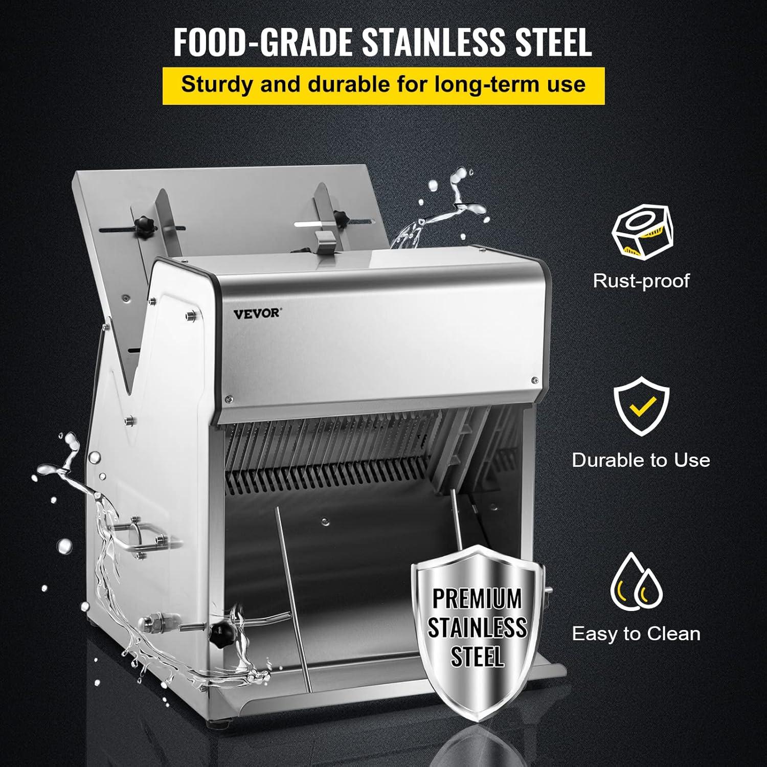 VEVOR Commercial Toast Bread Slicer 12mm Thickness, Electric Bread Cutting Machine 31 Pcs, Commercial Bakery Bread Slicer,110V Toast Cutter Cutting Machine, Bread Cutter for Bread Sheet Cutter Cutting