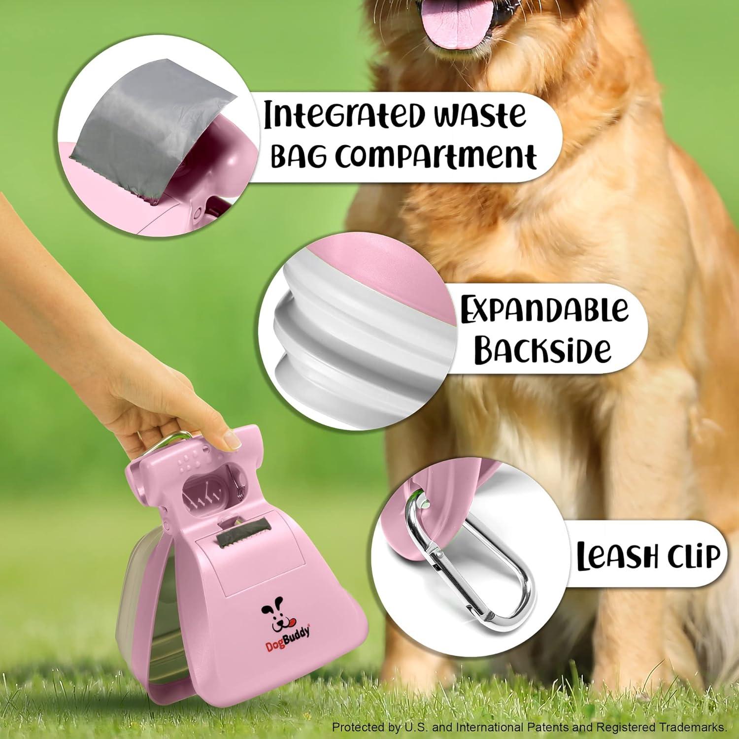 DogBuddy Pooper Scooper, Portable Dog Poop Scoop for Small and Large Dogs, Leash Clip and Dog Poop Bags Included