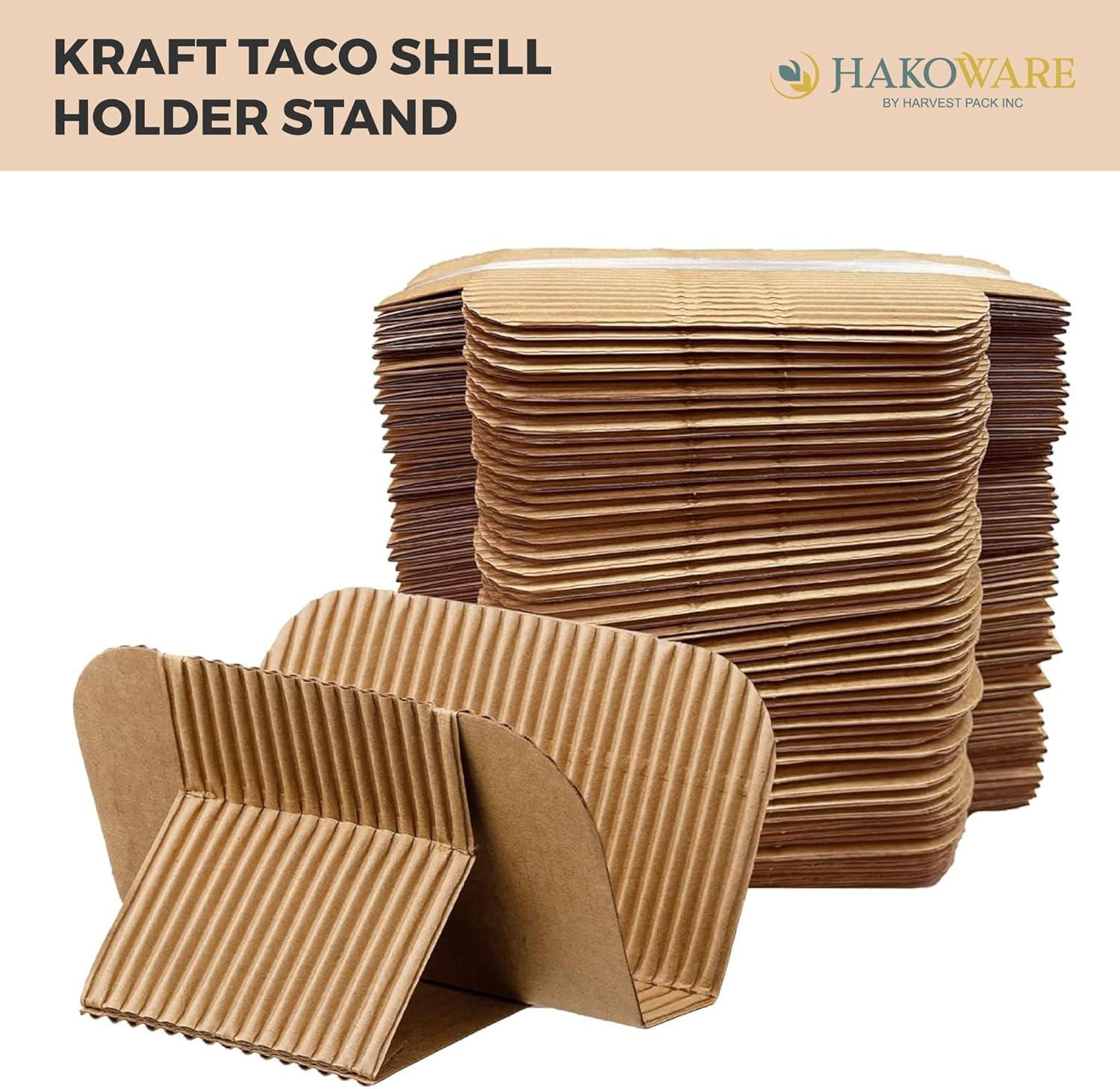 Hakoware Disposable Kraft Paper Taco Holder Stand Serving Rack 200 Count