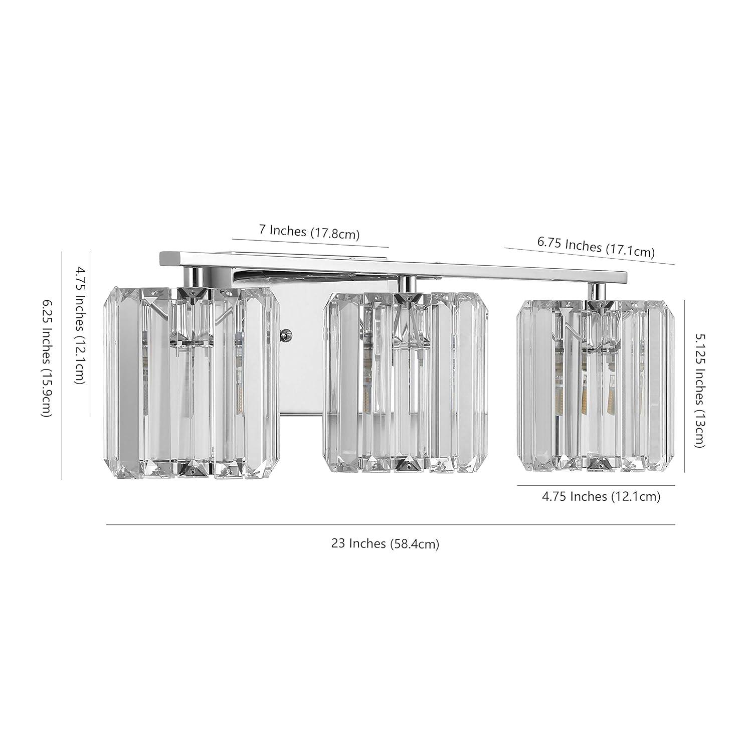 Coco Prism Vintage 23" 3-Light Metal/Glass Classic Glam LED Vanity Light, Chrome