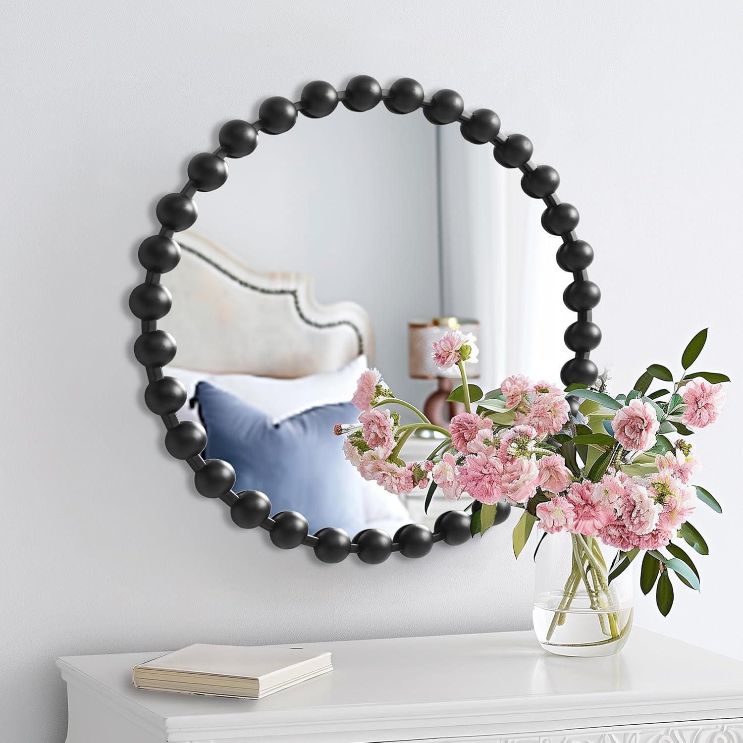 Marlowe Beaded Round Metal Wall Mirror