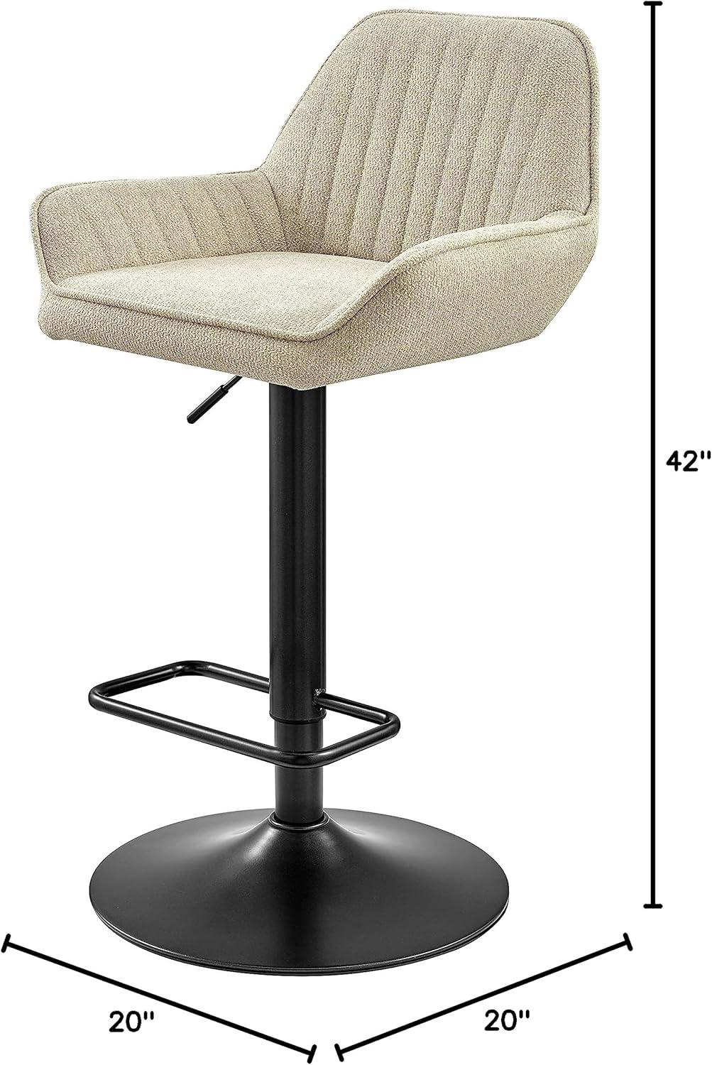 Luther Fabric Gaslift Swivel Bar Stool, (Set of 2) Cream