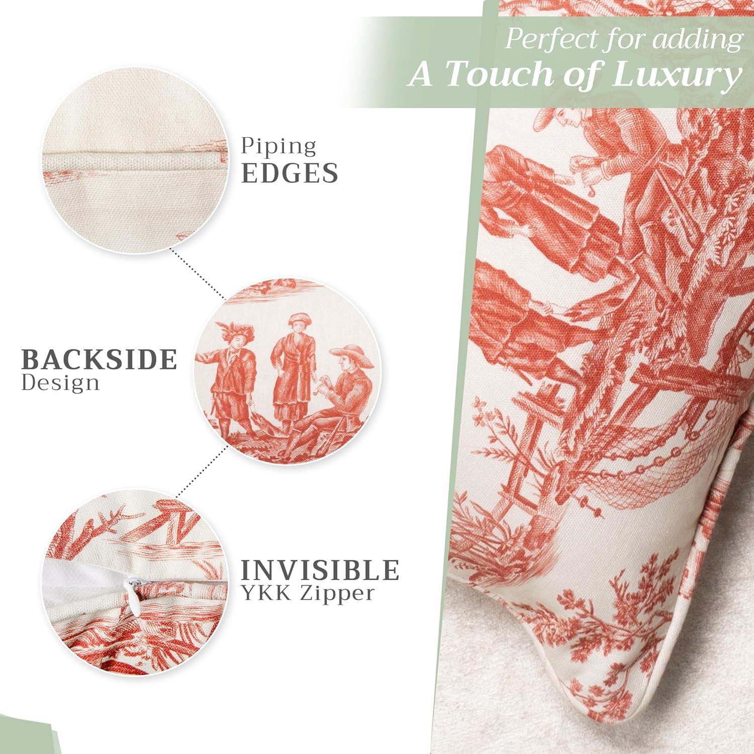 Maison d' Hermine Decorative Pillow Covers 18 x 18 Inch Square 100% Cotton Throw pillow Covers with invisible Zipper Cushion Case for Living Room Couch, Chair, Sofas, Bedroom, Home (Calais - Cardinal)