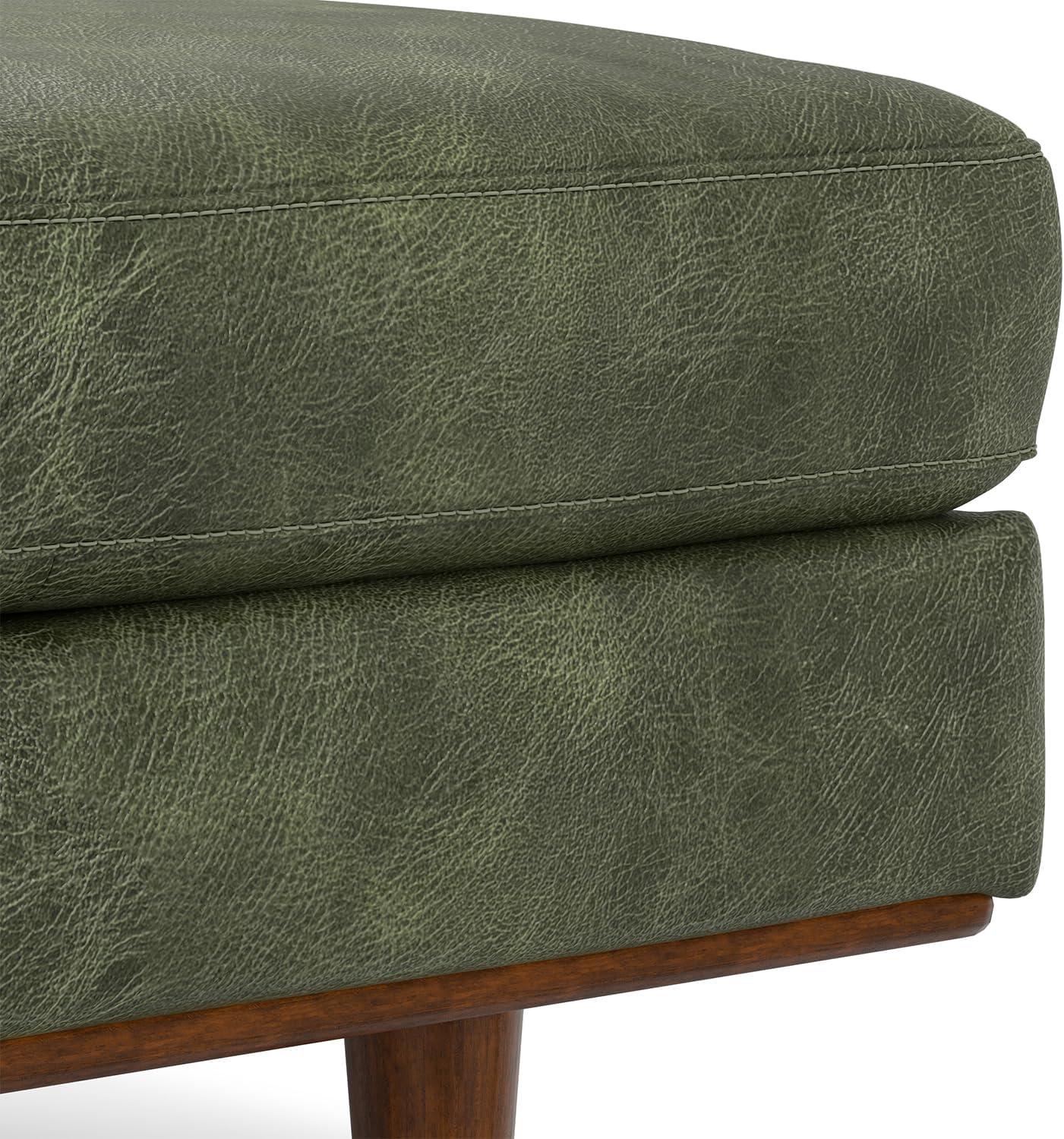 Morrison 49 inch Wide Mid-Century Modern Table Ottoman in Moss Green Genuine Leather