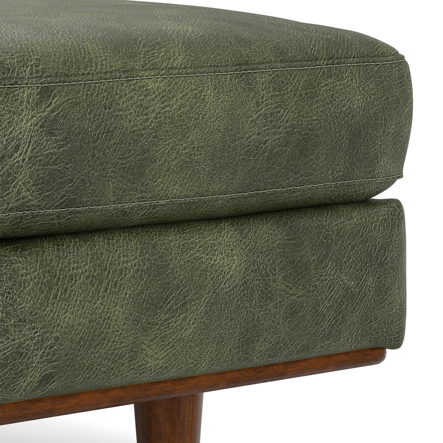 Morrison 49 inch Wide Mid-Century Modern Table Ottoman in Moss Green Genuine Leather