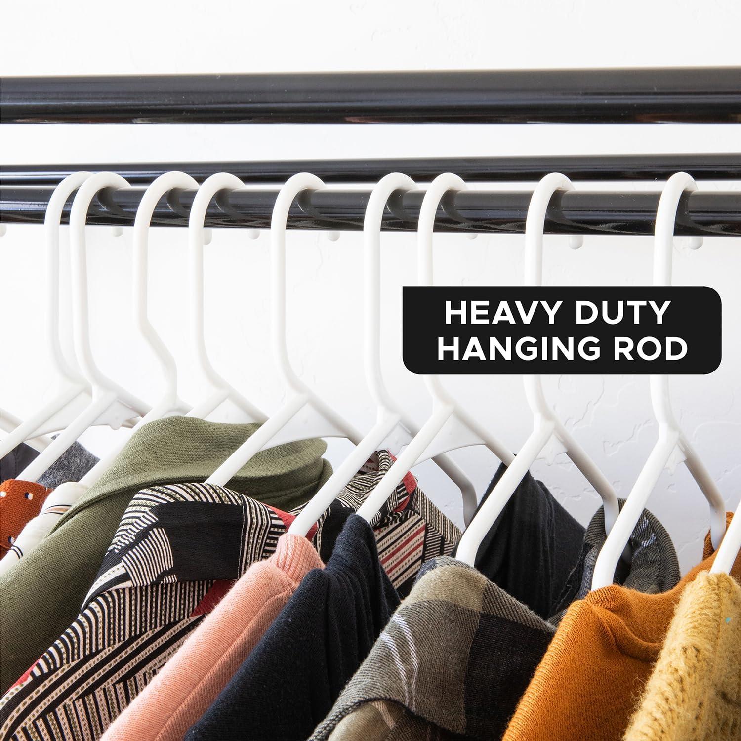 HOLDN’ STORAGE Portable Wardrobe Closet, Large - Premium Heavy Duty Metal Hanging Rod with Black Cover- 50 Lb. Weight Capacity- Super Easy Assembly, No Tools Required