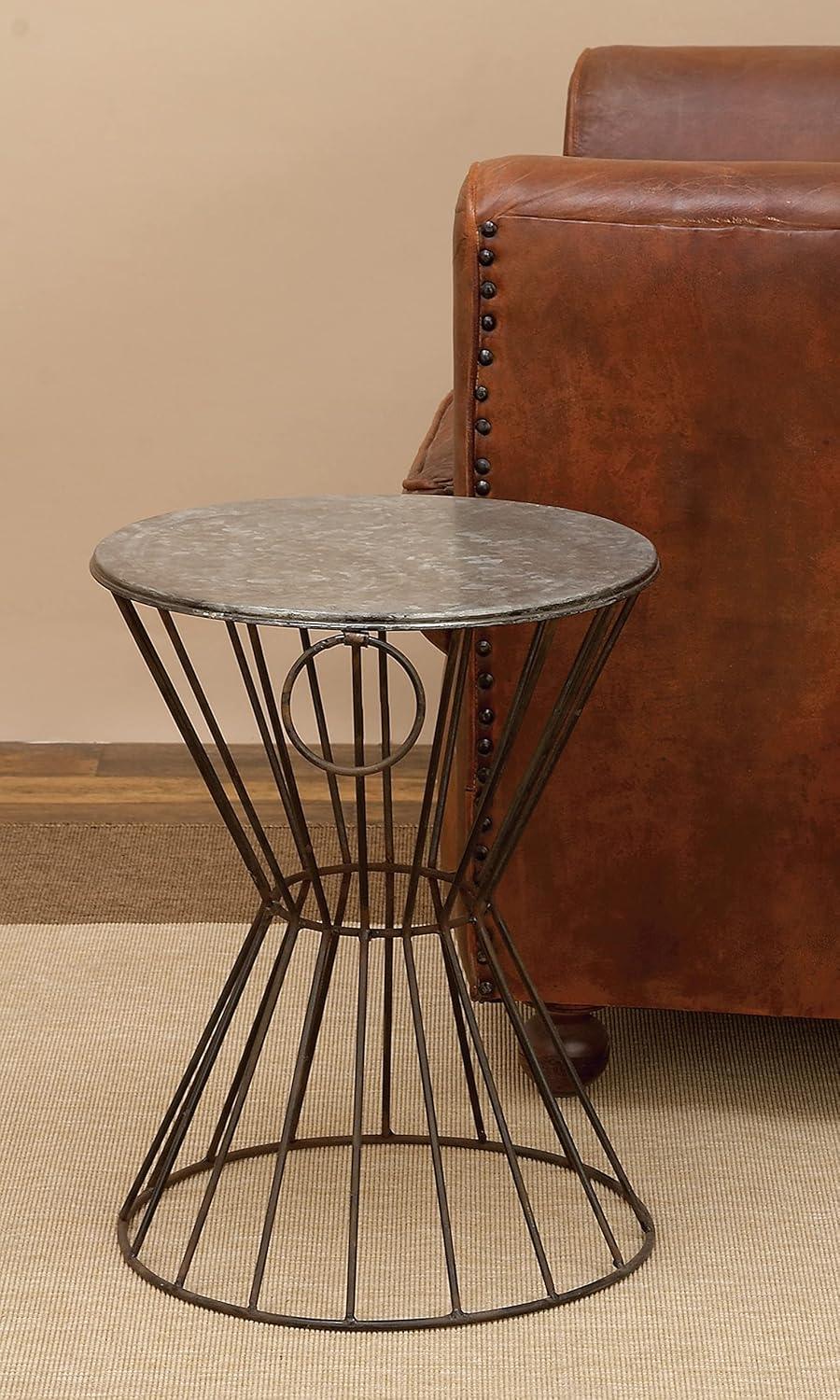 Metal Stool Patio Accent Table - Olivia & May: Round Iron Frame, No Assembly, Fade-Resistant