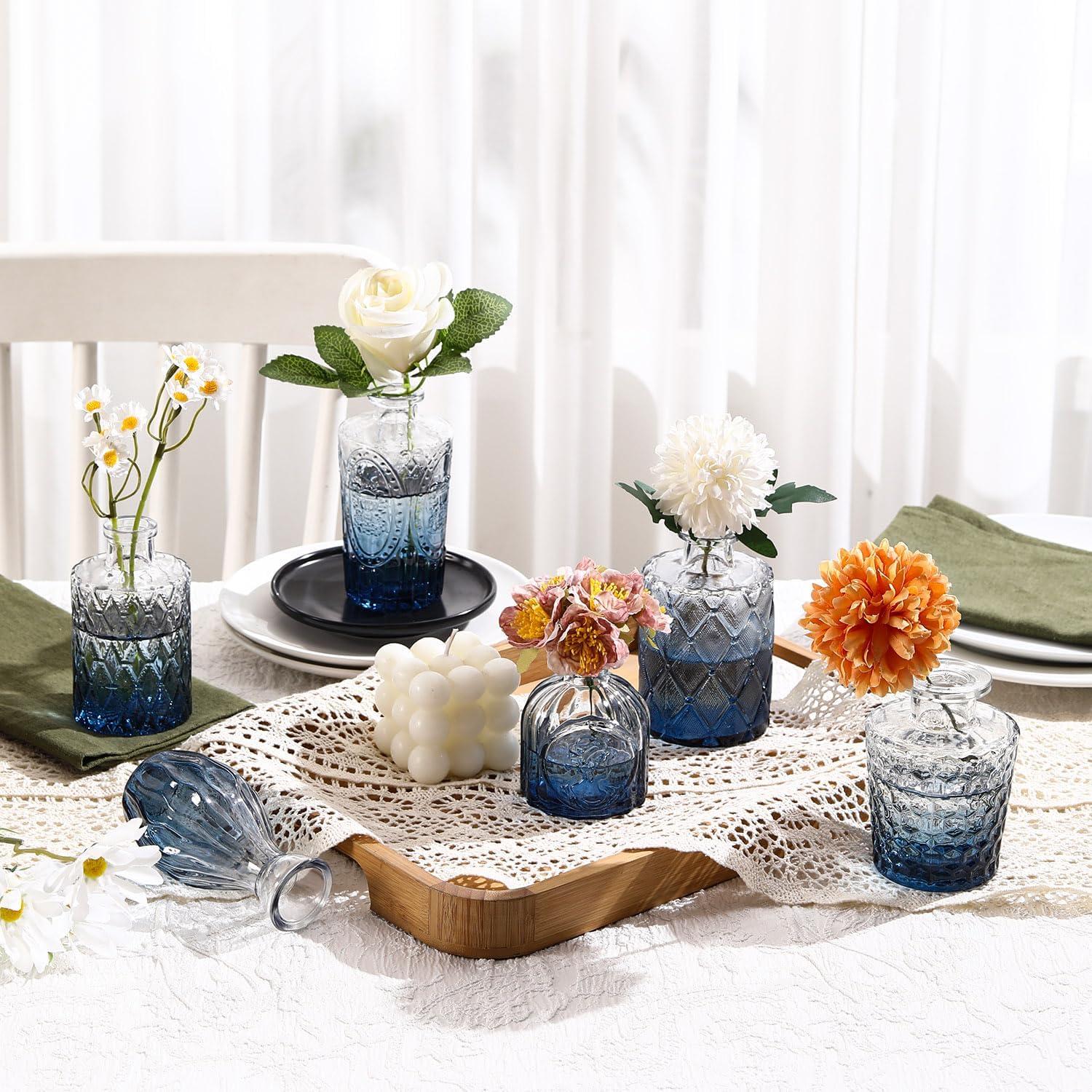 Bud Vases Set of 12, Small Glass Vases for Centerpieces, Small Flower Vases for Centerpieces, Vintage Mini Vase, Clear Bud Vase for Wedding Table Decor
