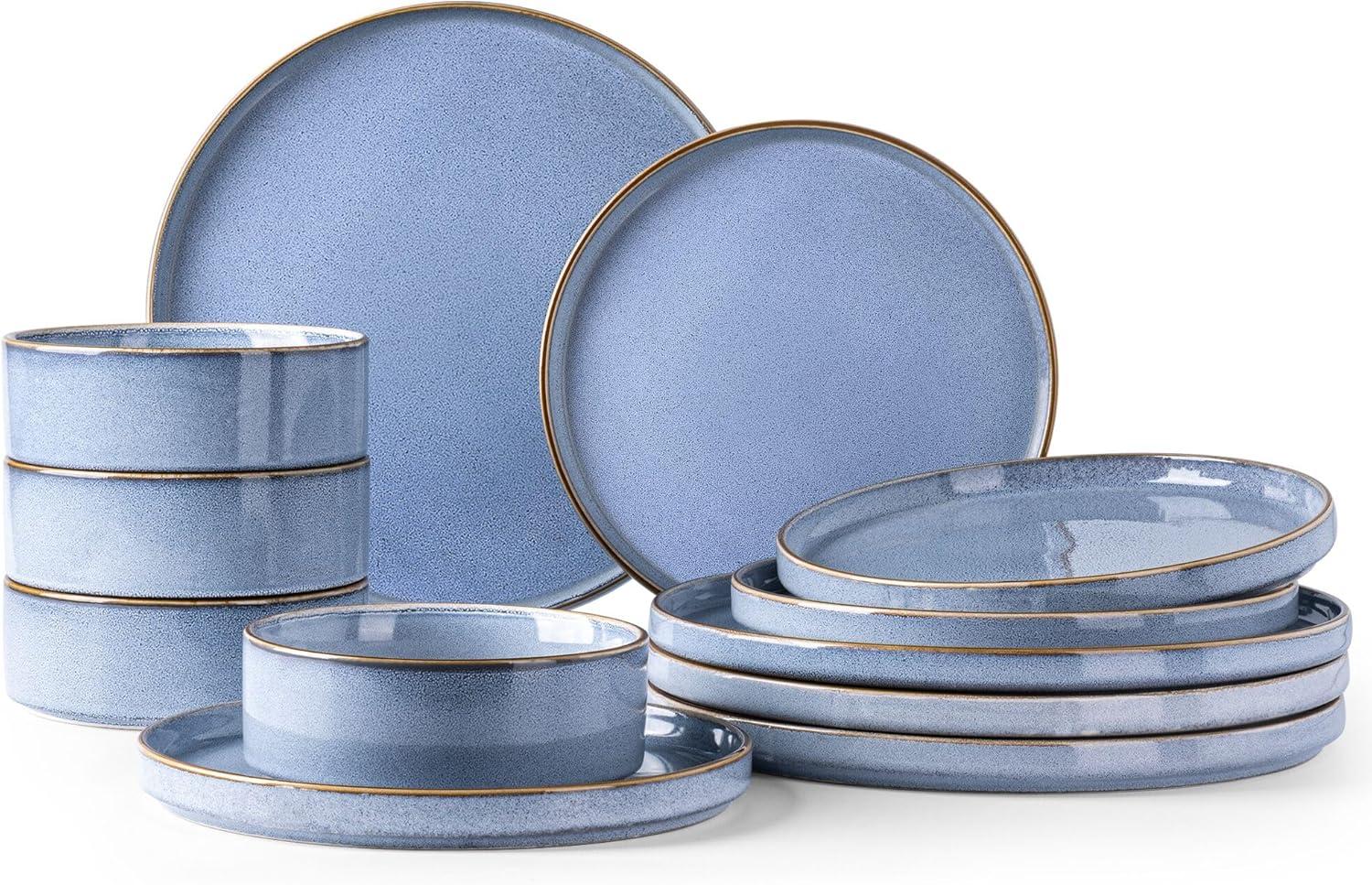 Brunnera Blue and White Porcelain Dinnerware Set for 4