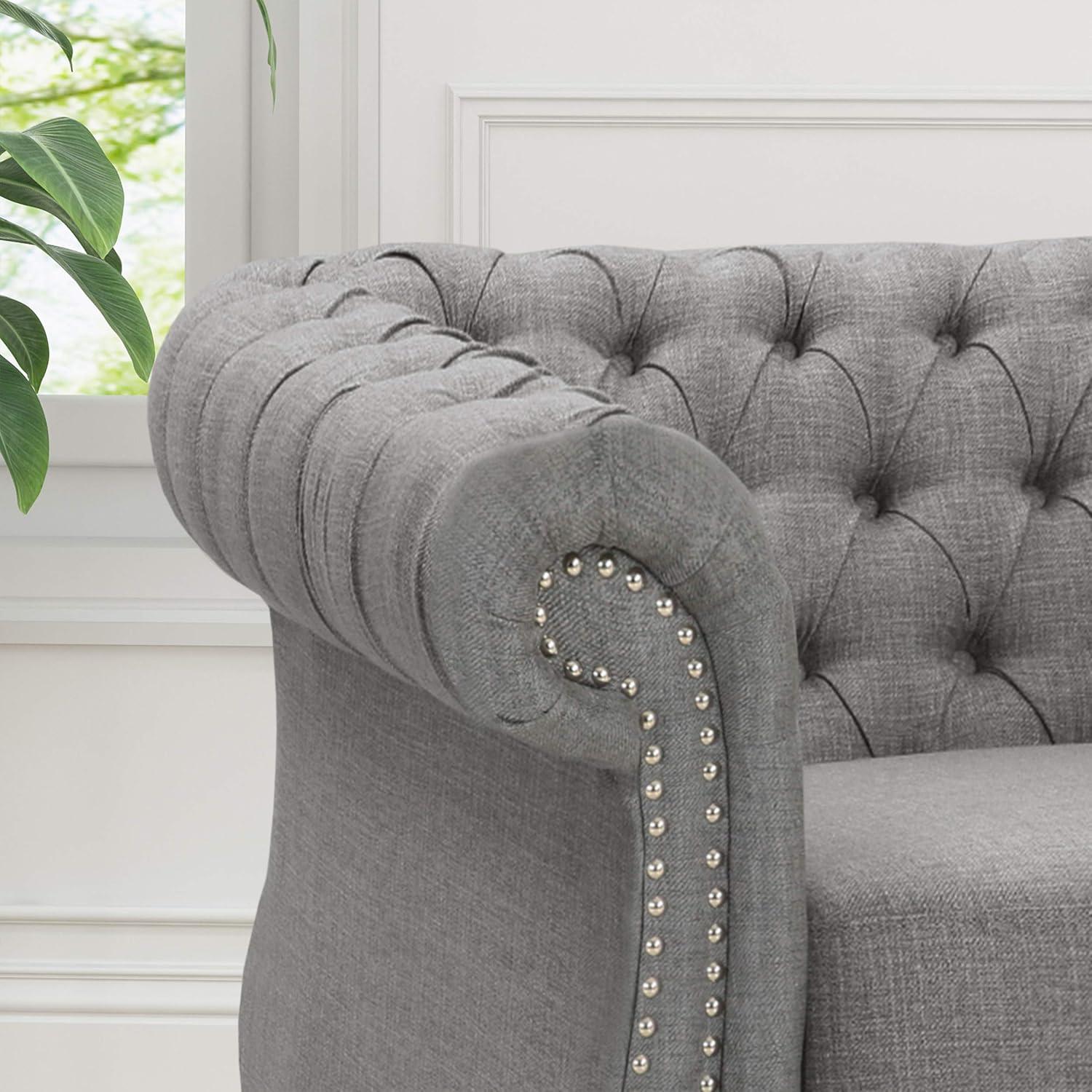 Westminster Chesterfield Club Chair Dark Gray - Christopher Knight Home: Elegant Upholstered Reading Seat