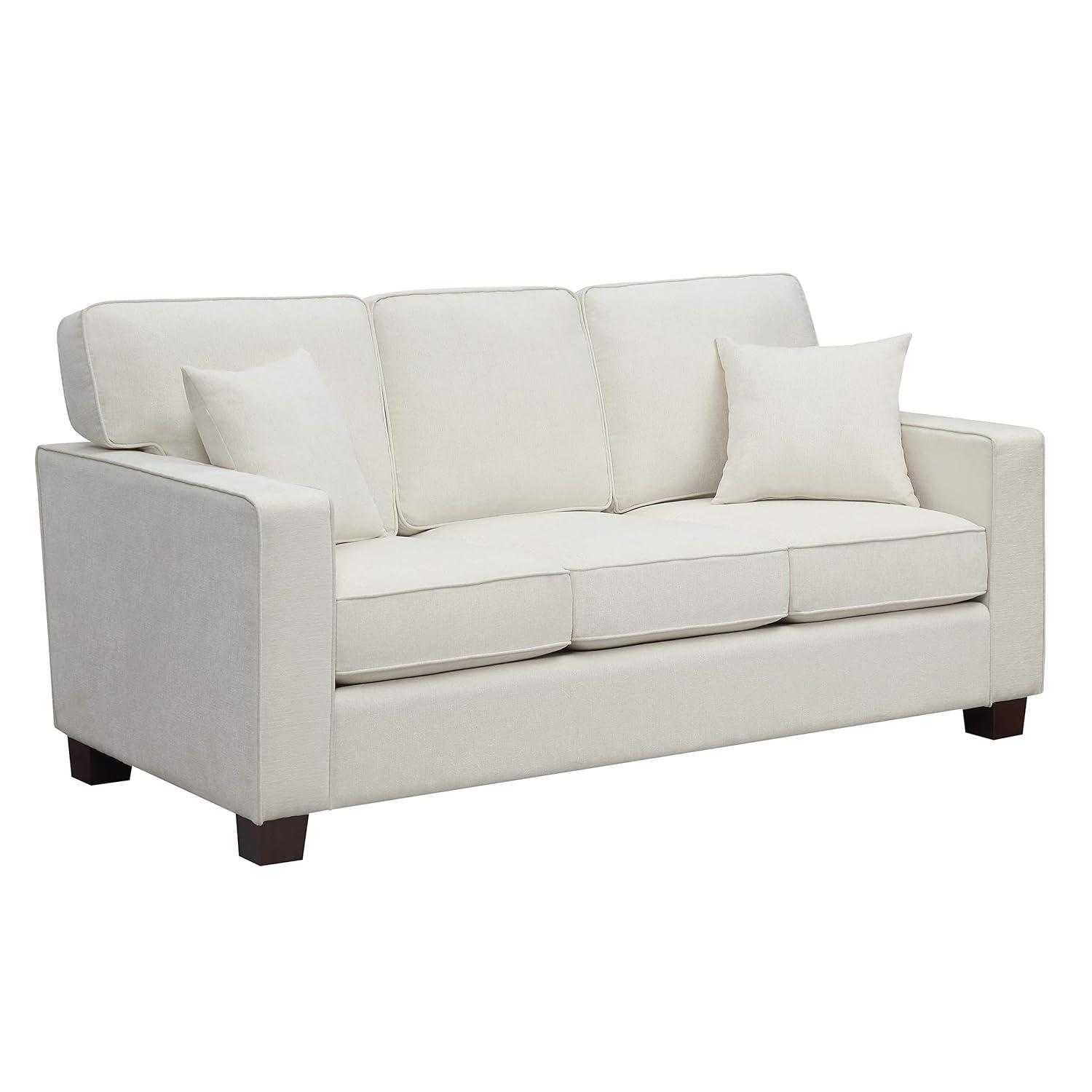 OSP Home Furnishings Russell Sectional with 2 Pillows Off White: Transitional Style, Polyester Upholstery, Wood Frame