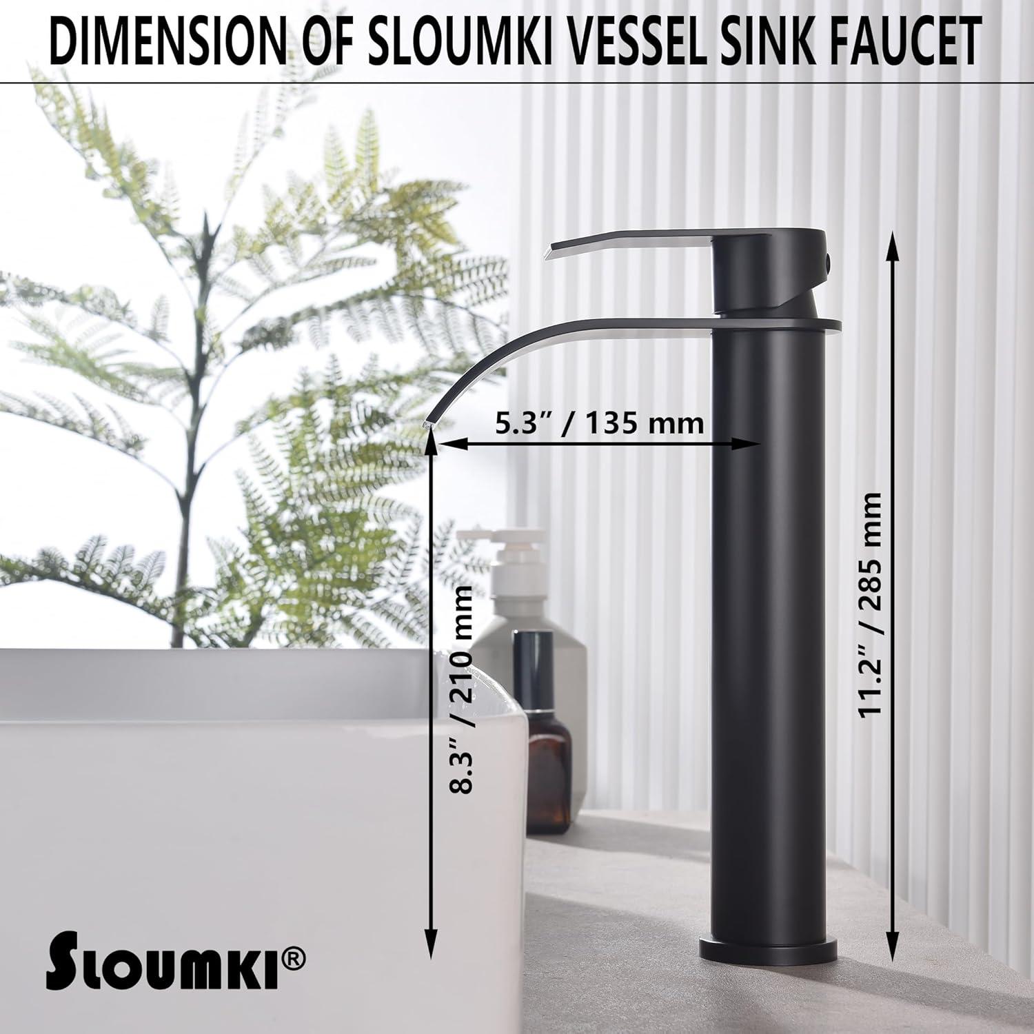 Matte Black Stainless Steel Single Handle Vessel Sink Faucet