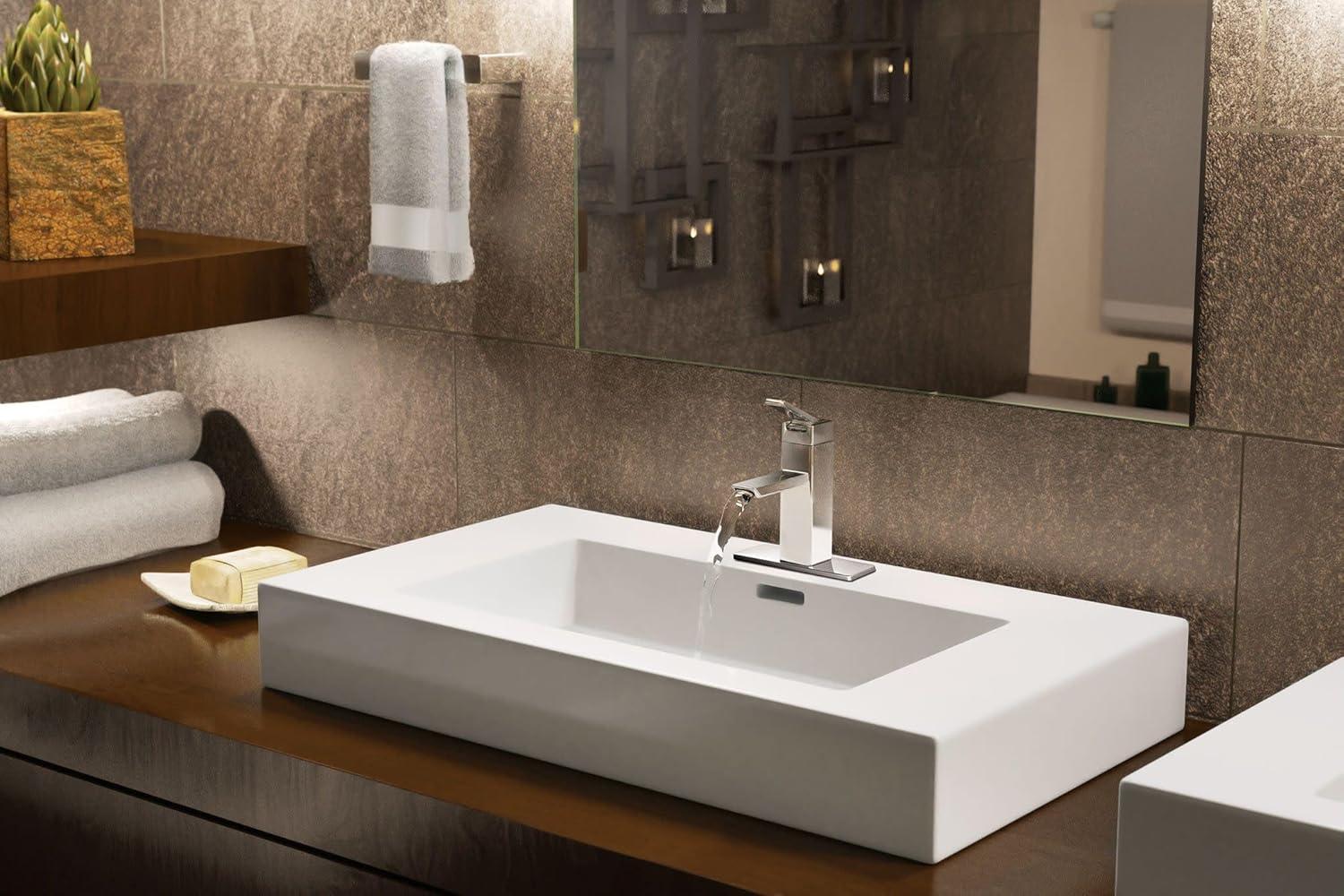 90 Degree Single Hole Bathroom Faucet with Drain Assembly