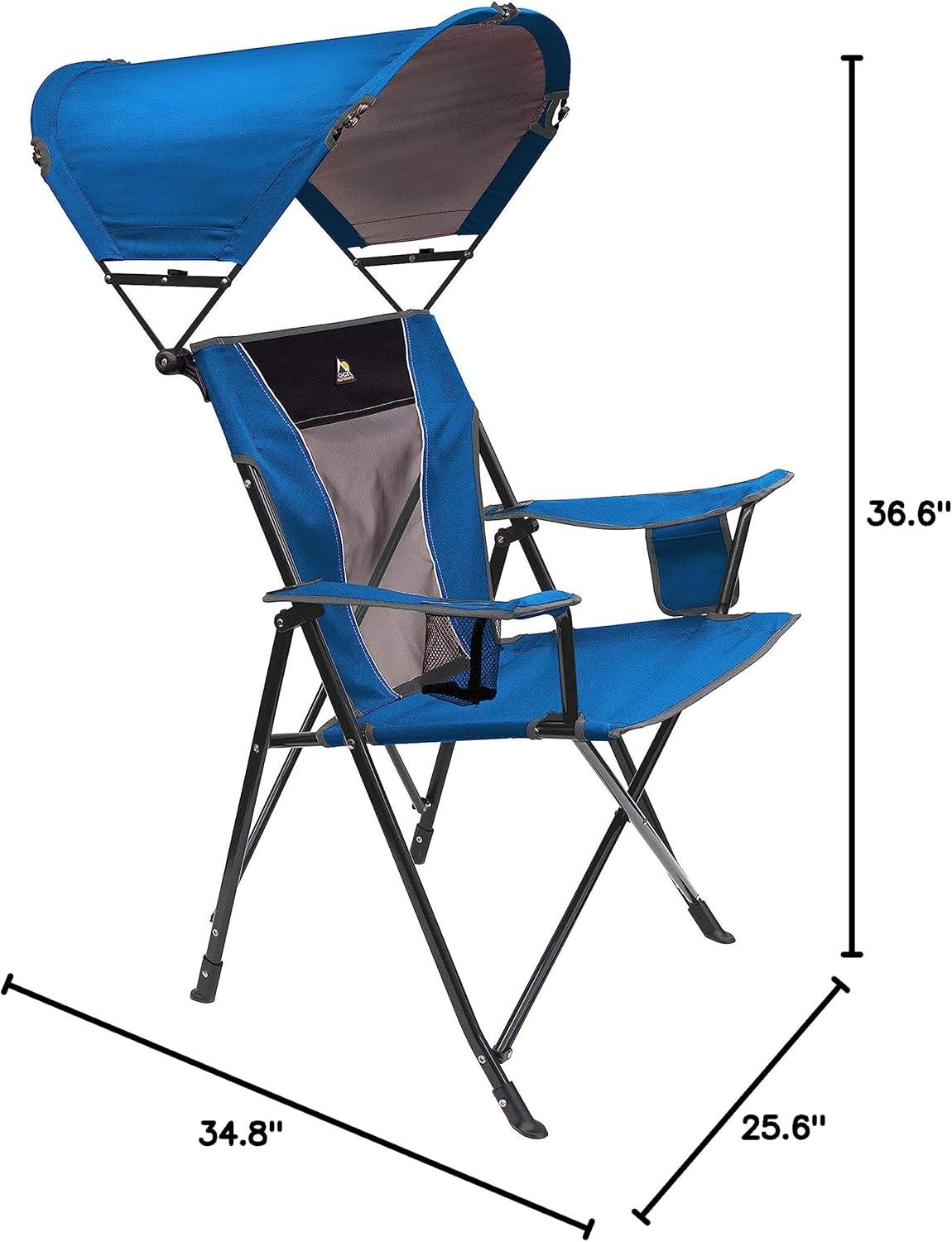 Saybrook Blue Adjustable Canopy Camping Chair with Armrests